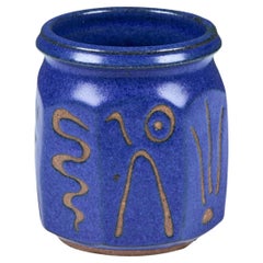 Etched Stoneware Glazed Cup