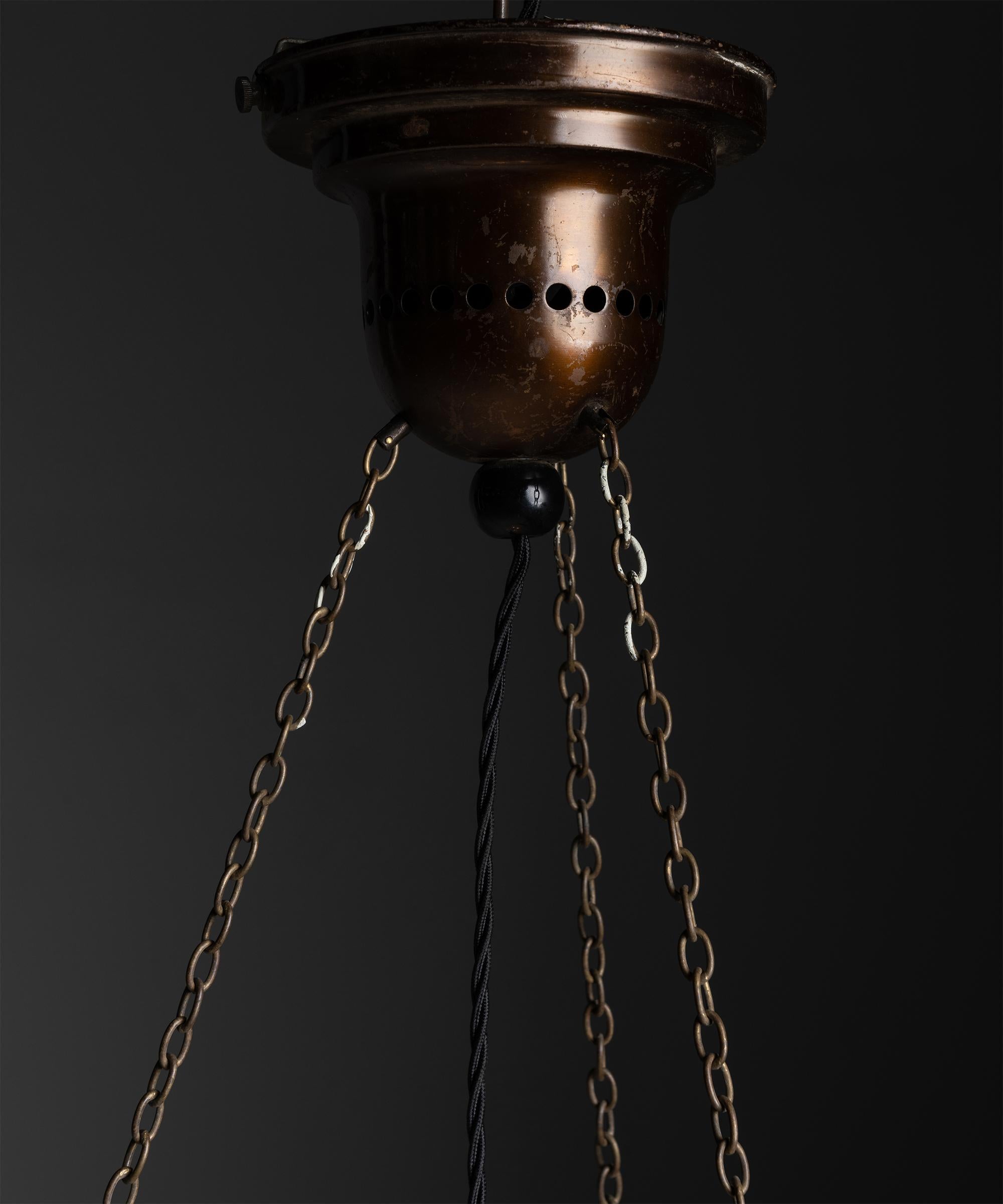 Early 20th Century Etched Suspension Light, Germany, circa 1920