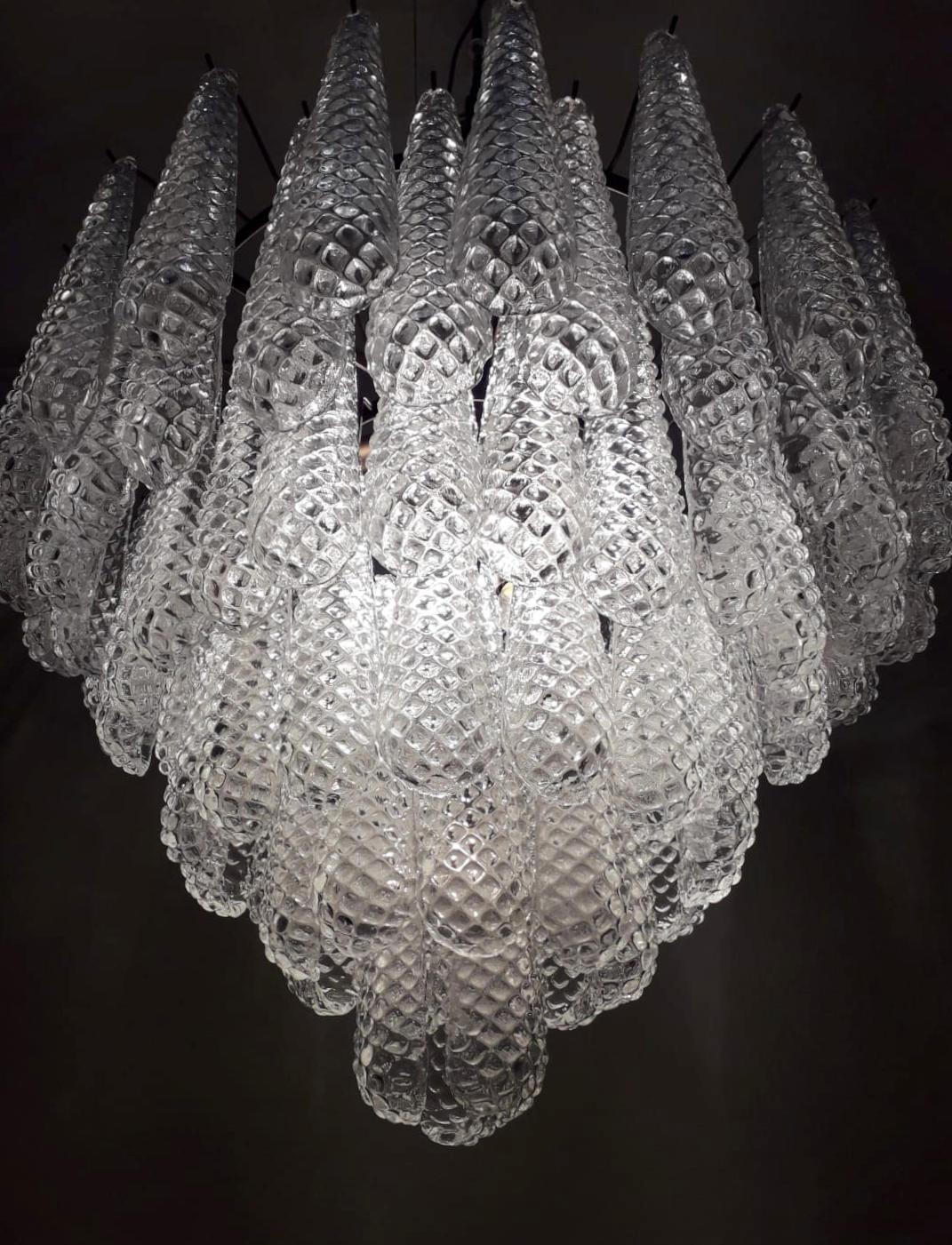 Murano Glass Etched Tears Chandelier by Fabio Ltd For Sale