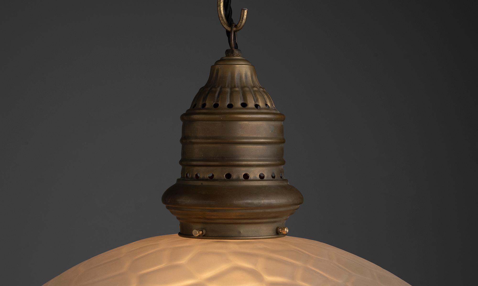Dutch Etched Two Part Pendant with Brass Gallery, Netherlands circa 1920 For Sale
