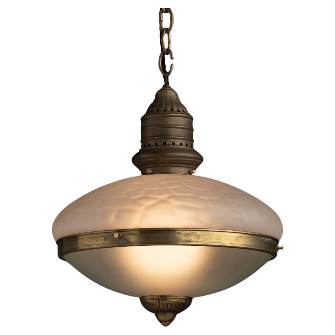 Etched Two Part Pendant with Brass Gallery, Netherlands circa 1920
