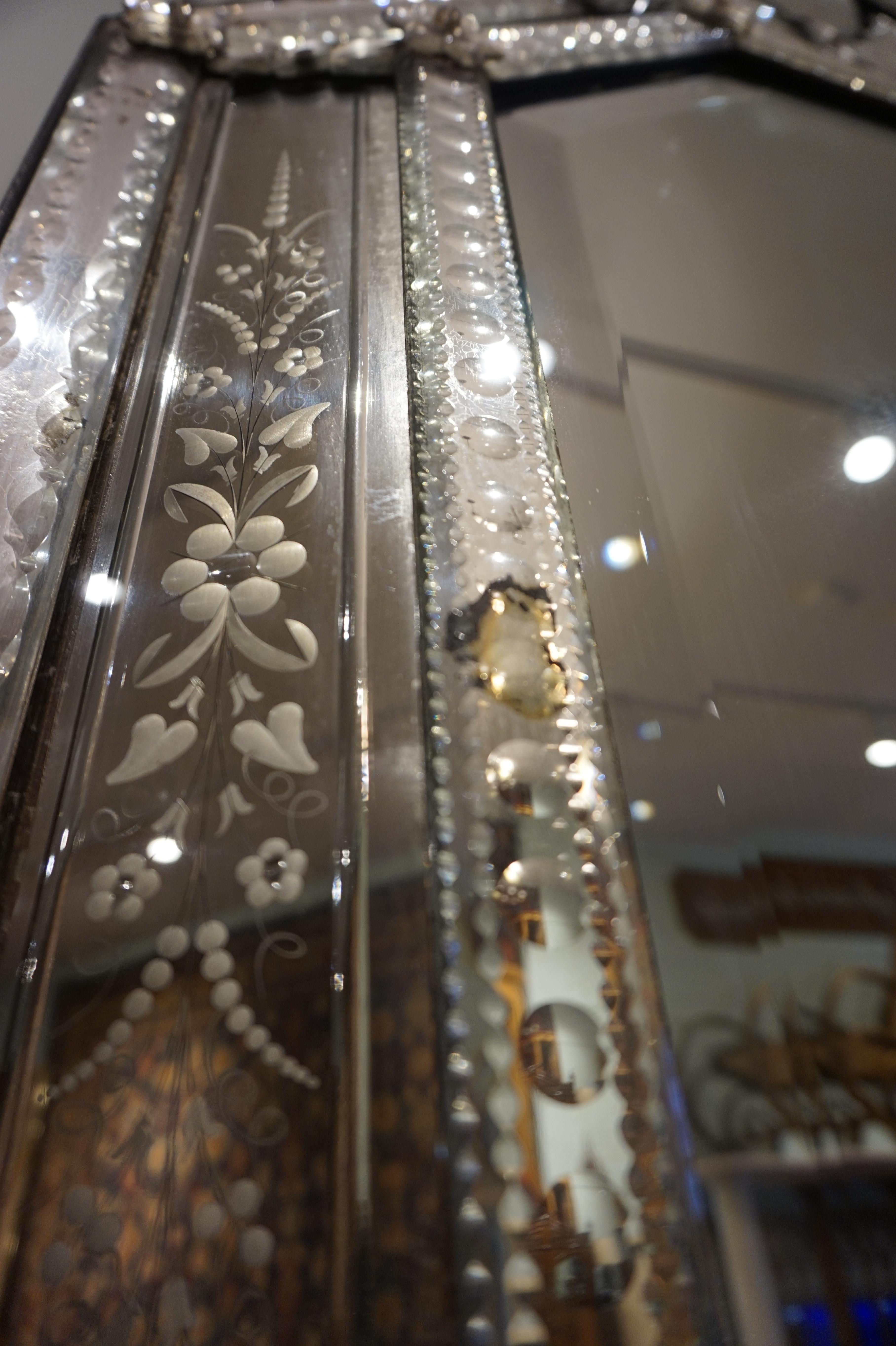 Etched Venetian Glass Bevel Mirror 2