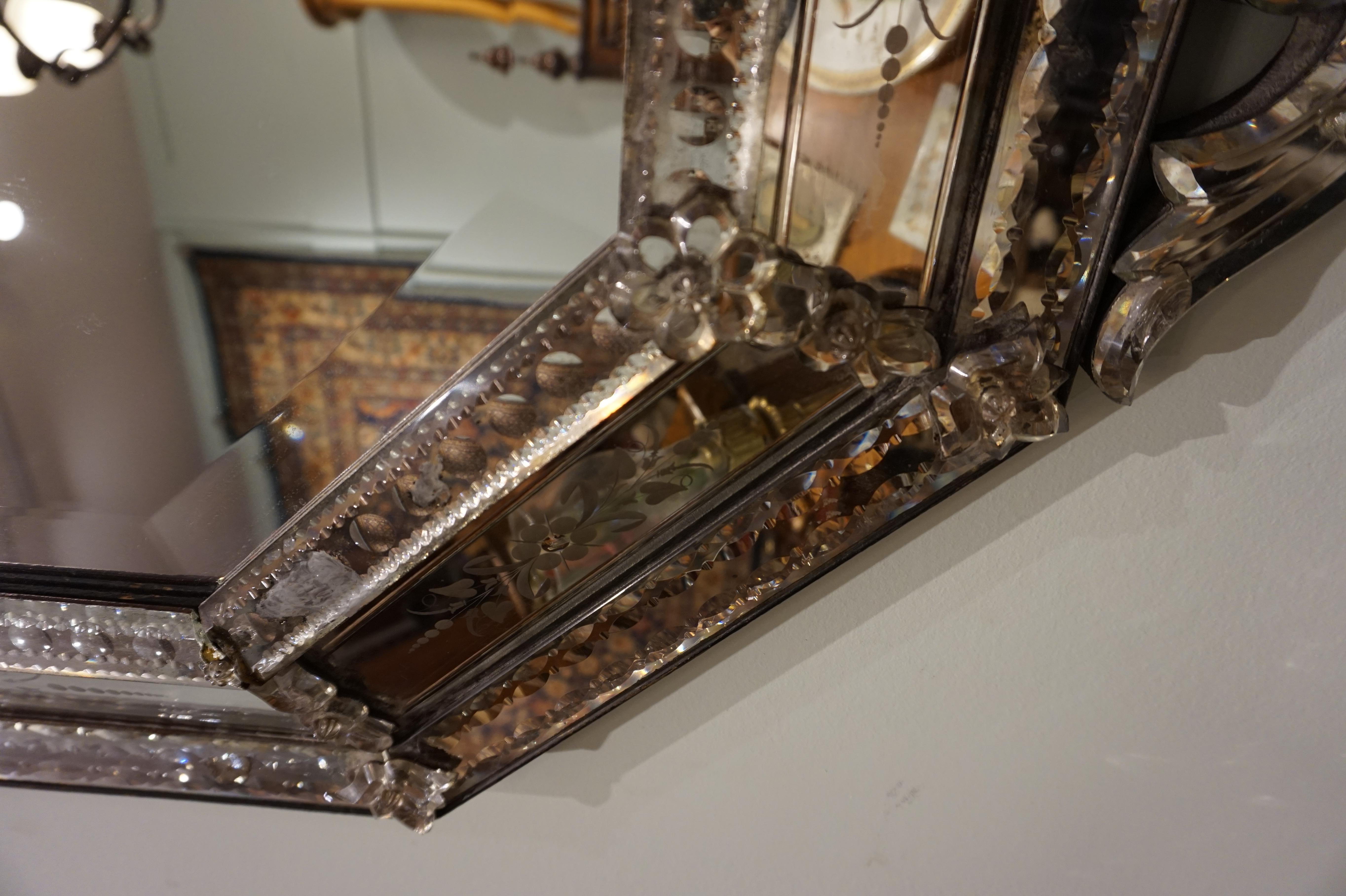 Etched Venetian Glass Bevel Mirror 4