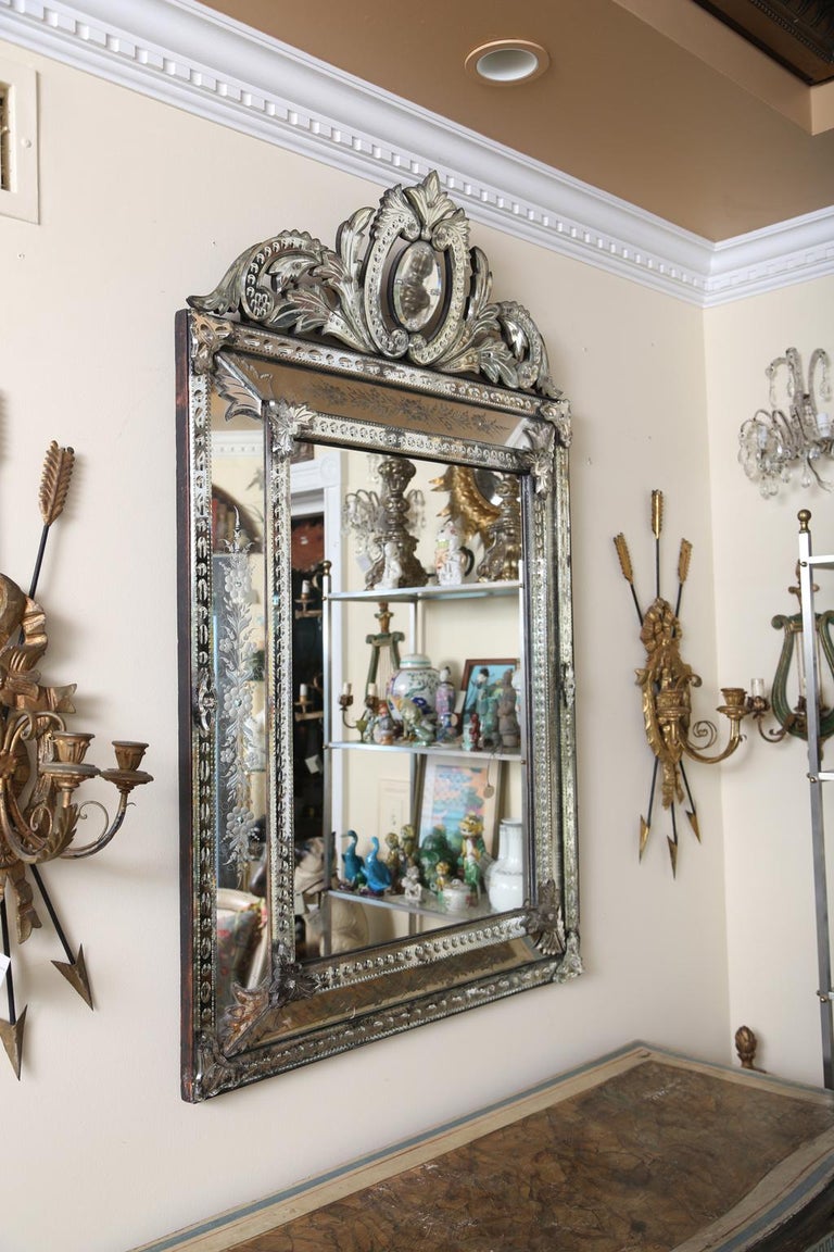 Etched Glass Wall Mirror at 1stDibs