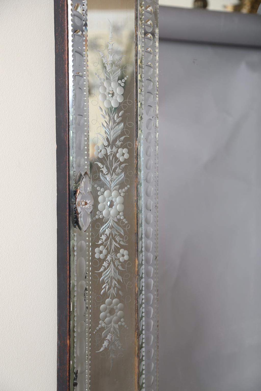 Italian Etched Venetian Glass Wall Mirror