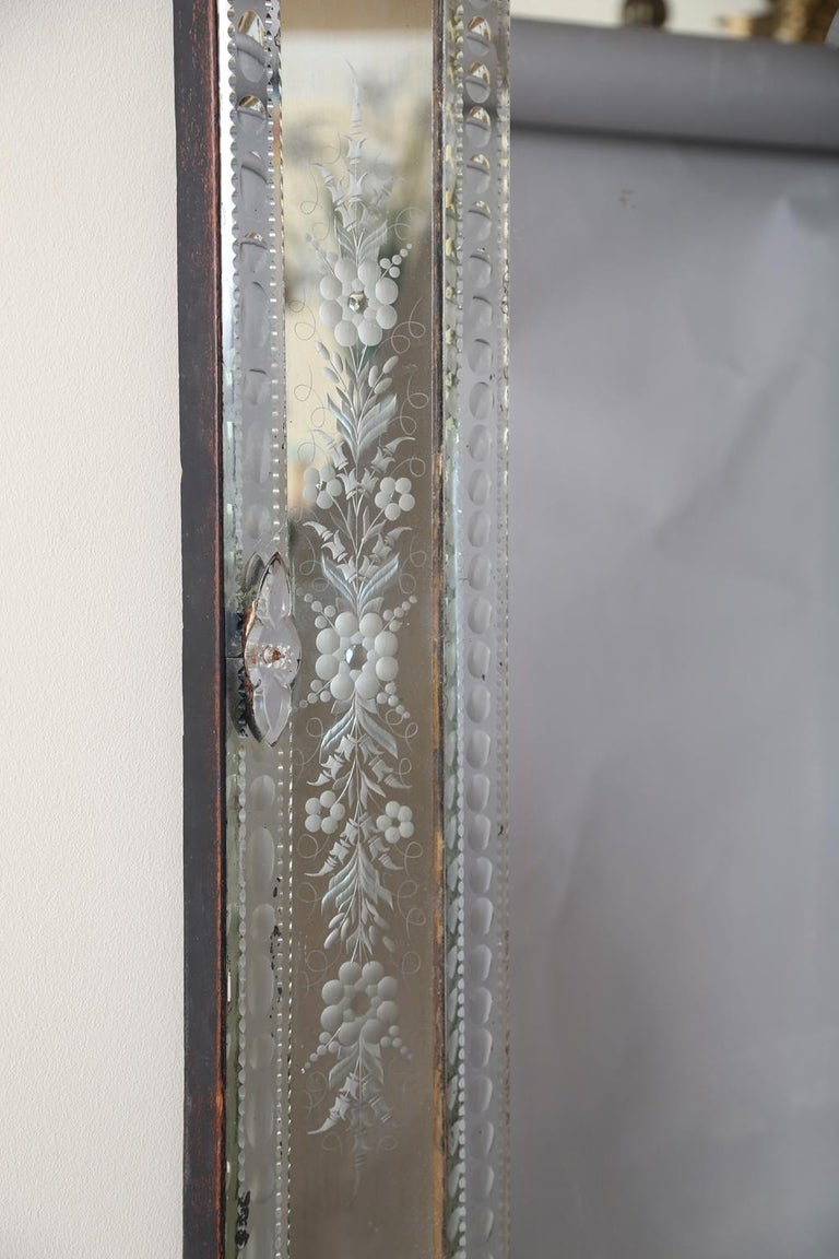 Etched Glass Wall Mirror at 1stDibs
