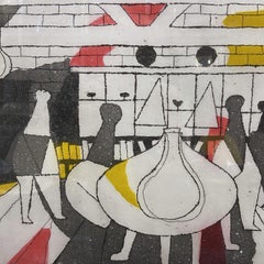 Etching Aquatint of Surrealist Interior by Julian Trevelyan 1973