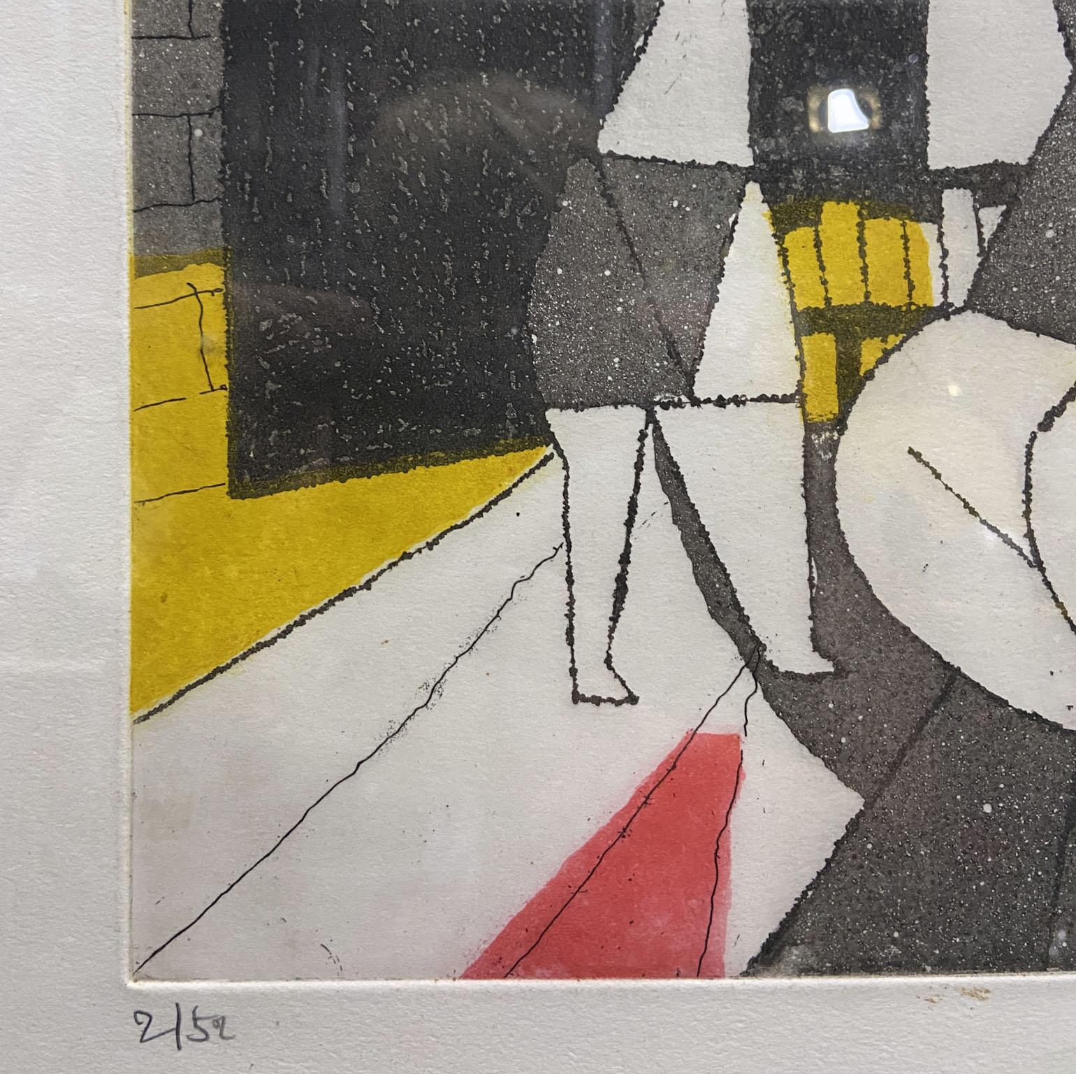 Late 20th Century Etching Aquatint of Surrealist Interior by Julian Trevelyan 1973 For Sale