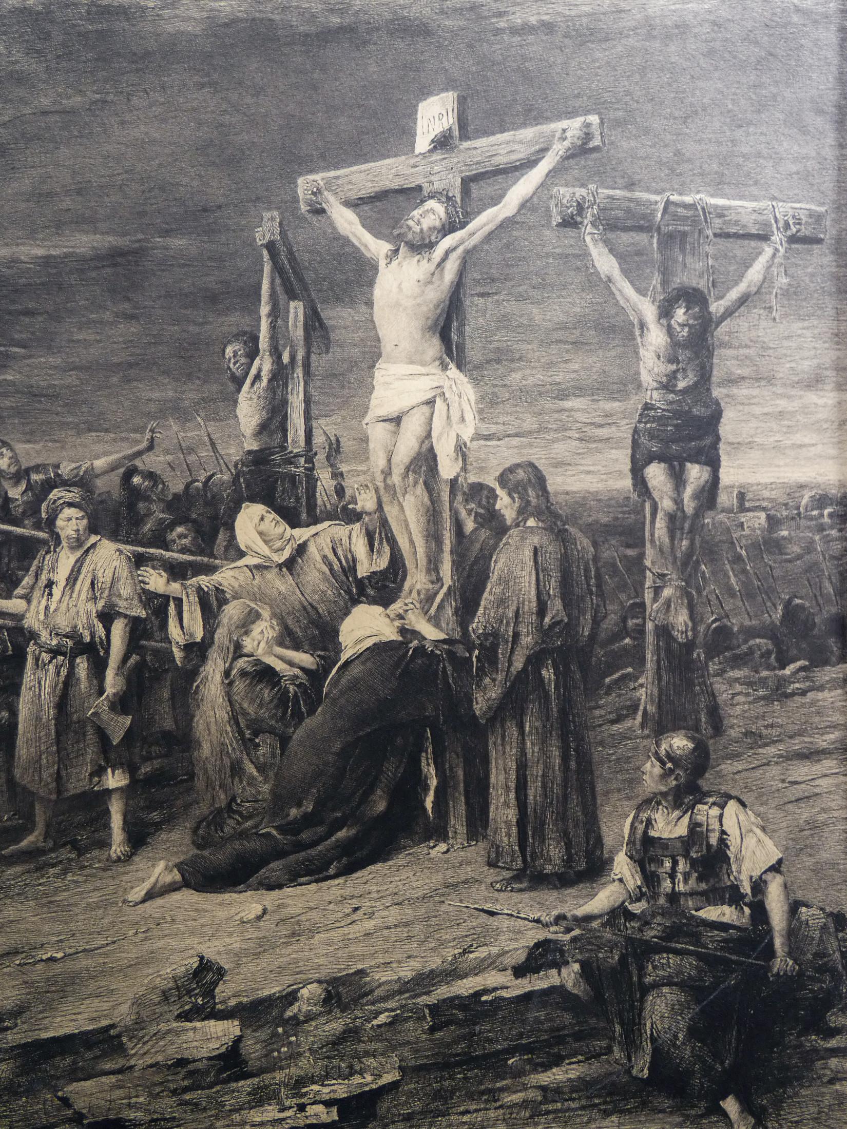 French Etching by K. Köpping / M. Munkacsy, Golgotha, Print Proof, Hand Signed, 1888 For Sale