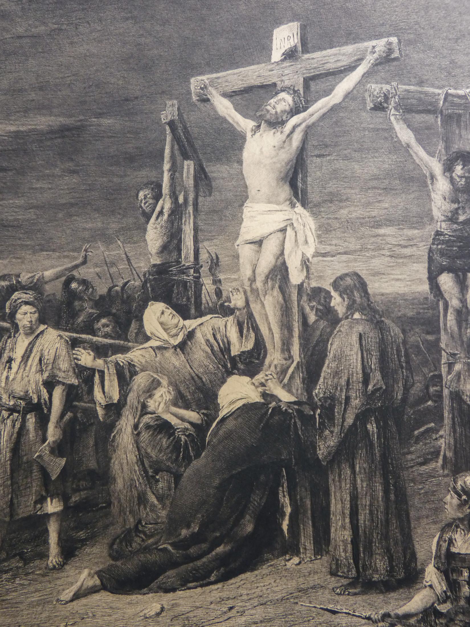 Etching by K. Köpping / M. Munkacsy, Golgotha, Print Proof, Hand Signed, 1888 In Good Condition For Sale In Torino, IT