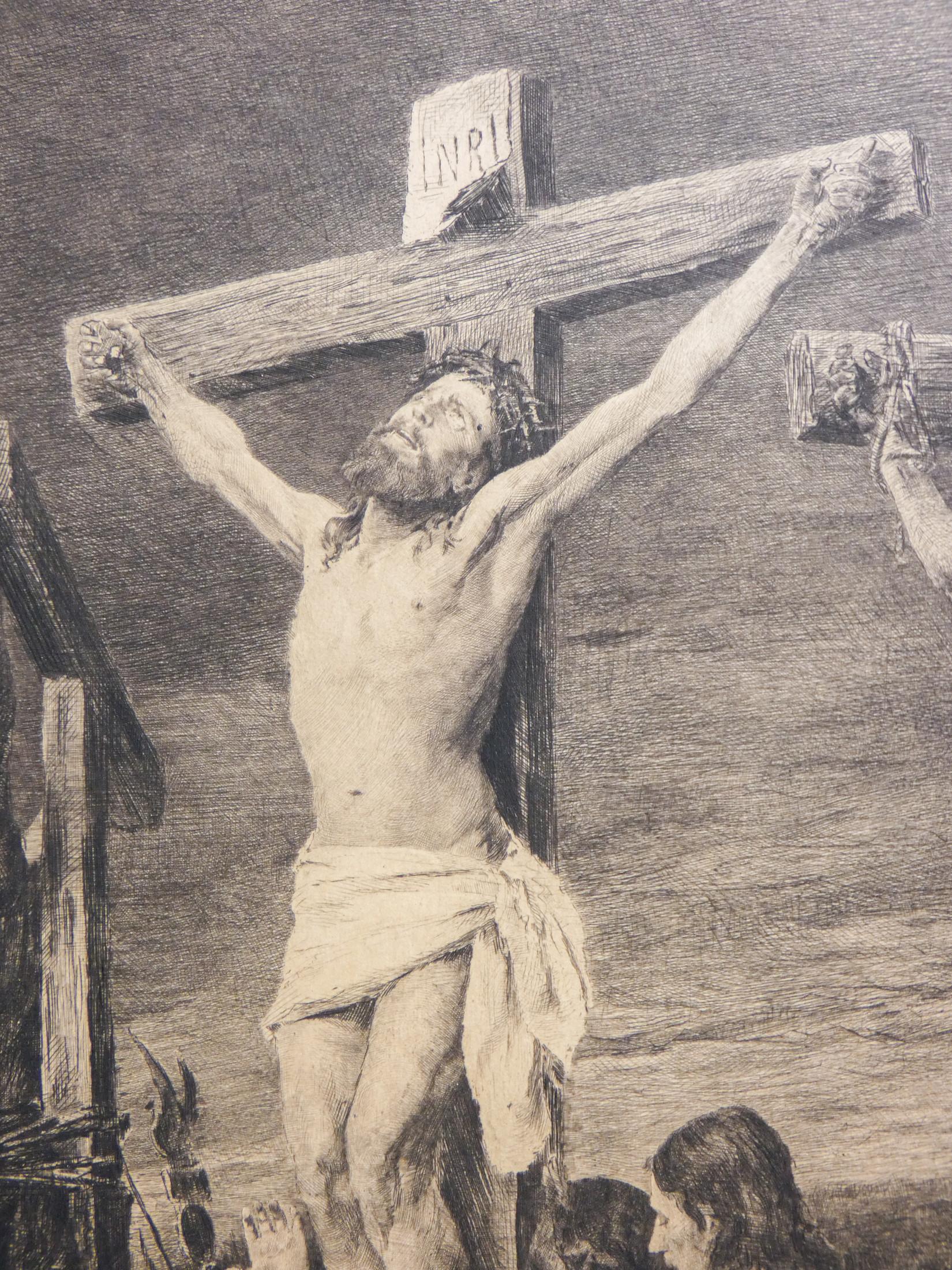 Late 19th Century Etching by K. Köpping / M. Munkacsy, Golgotha, Print Proof, Hand Signed, 1888 For Sale