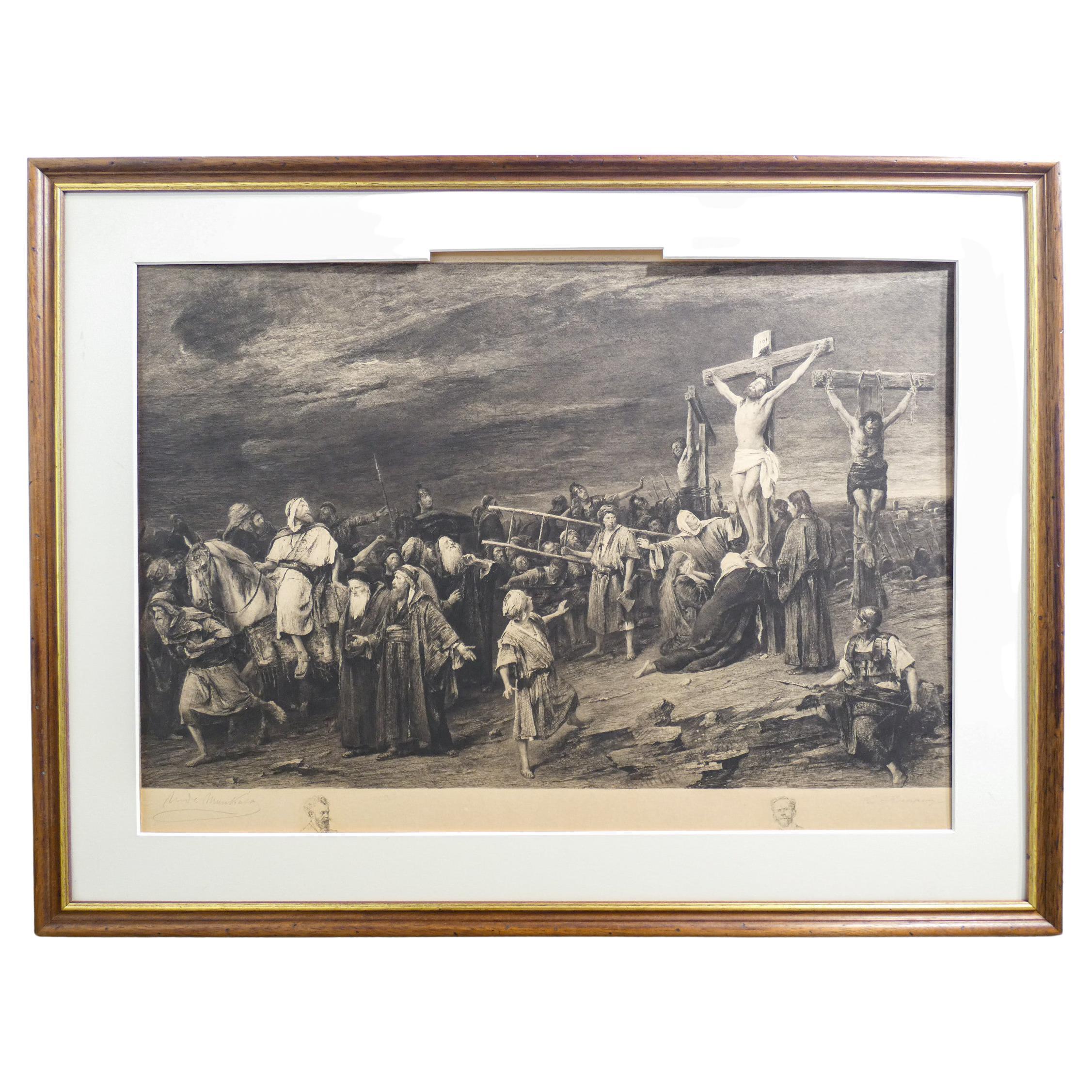 Etching by K. Köpping / M. Munkacsy, Golgotha, Print Proof, Hand Signed, 1888 For Sale