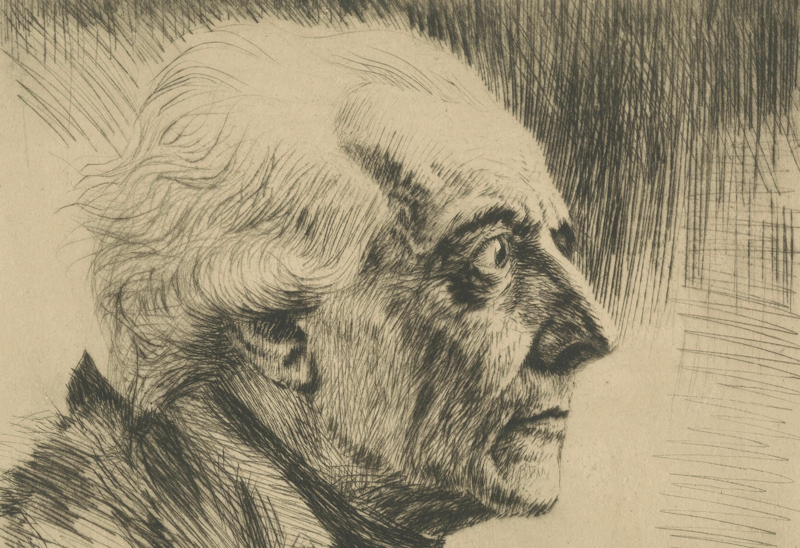 Radierung von Karl Bauer (1905-1993), Brustbild Friedrichs des Großen (Deutsch) im Angebot
