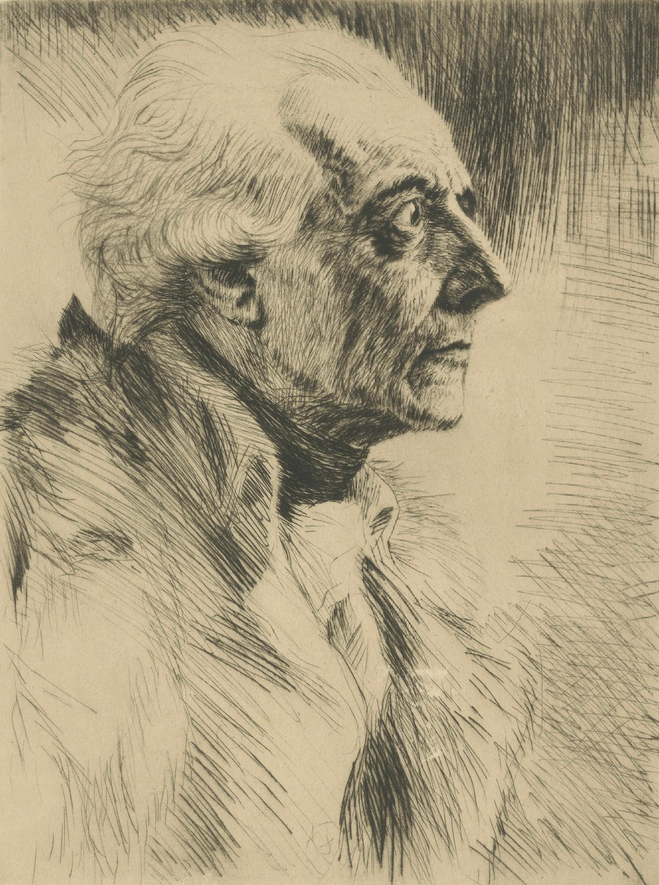 Radierung von Karl Bauer (1905-1993), Brustbild Friedrichs des Großen im Zustand „Gut“ im Angebot in Langweer, NL
