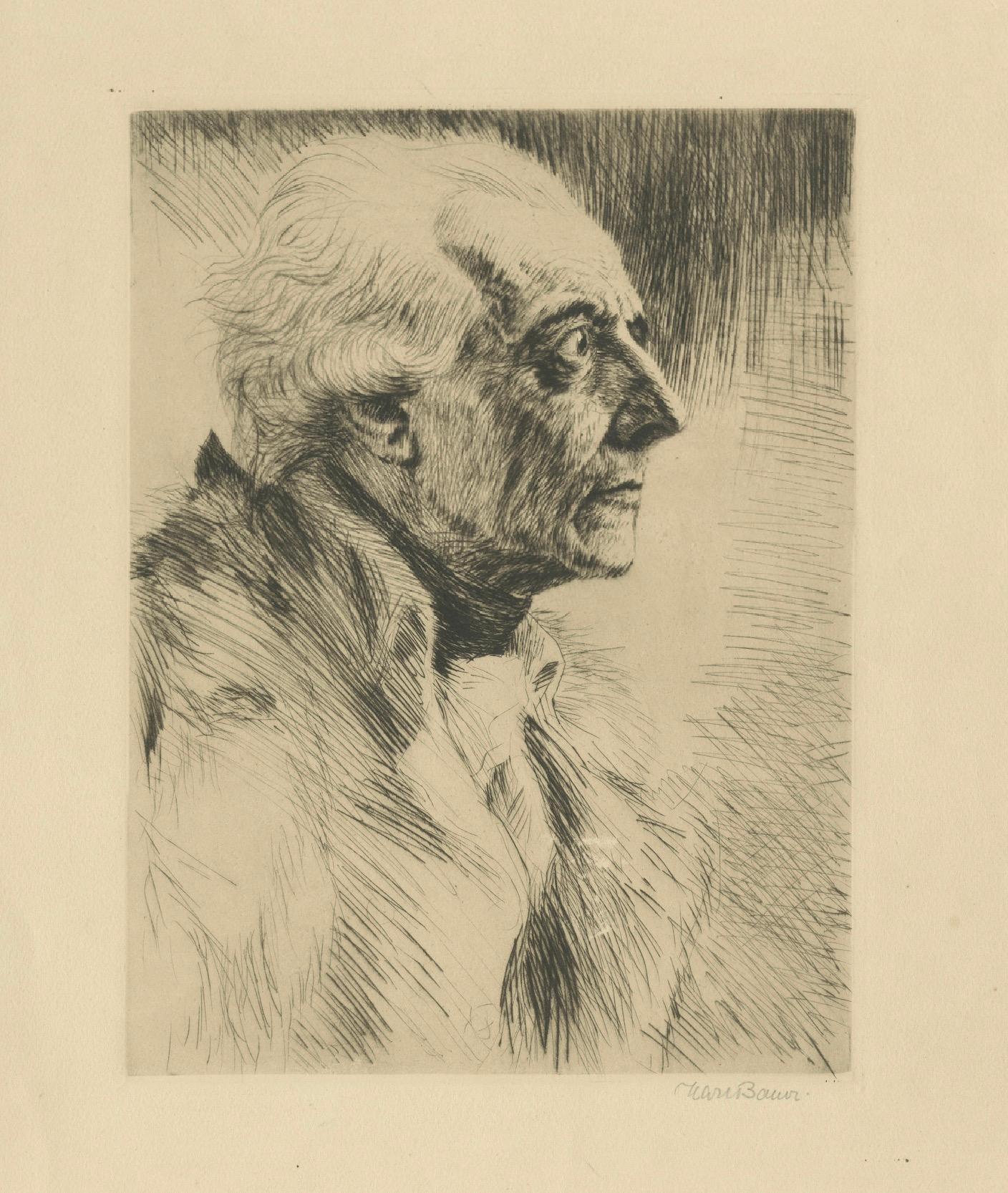 Radierung von Karl Bauer (1905-1993), Brustbild Friedrichs des Großen (20. Jahrhundert) im Angebot