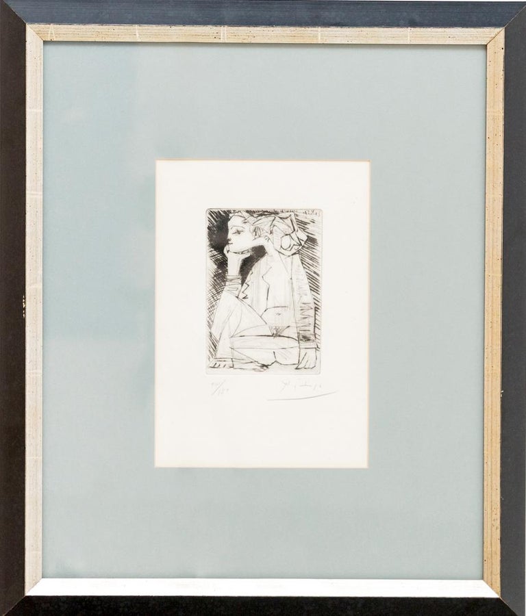 Etching by Pablo Picasso, "Femme Assise En Tailleur: Geneviève Laporte", 1951 1