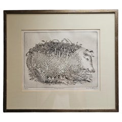 Gravure d'un porc intitulée "Betsy's Harvest" par Ford Ruthling, datée de 1973, 72/75