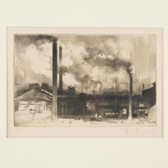 Aguafuerte de un paisaje industrial de Auguste Brouet, 1925