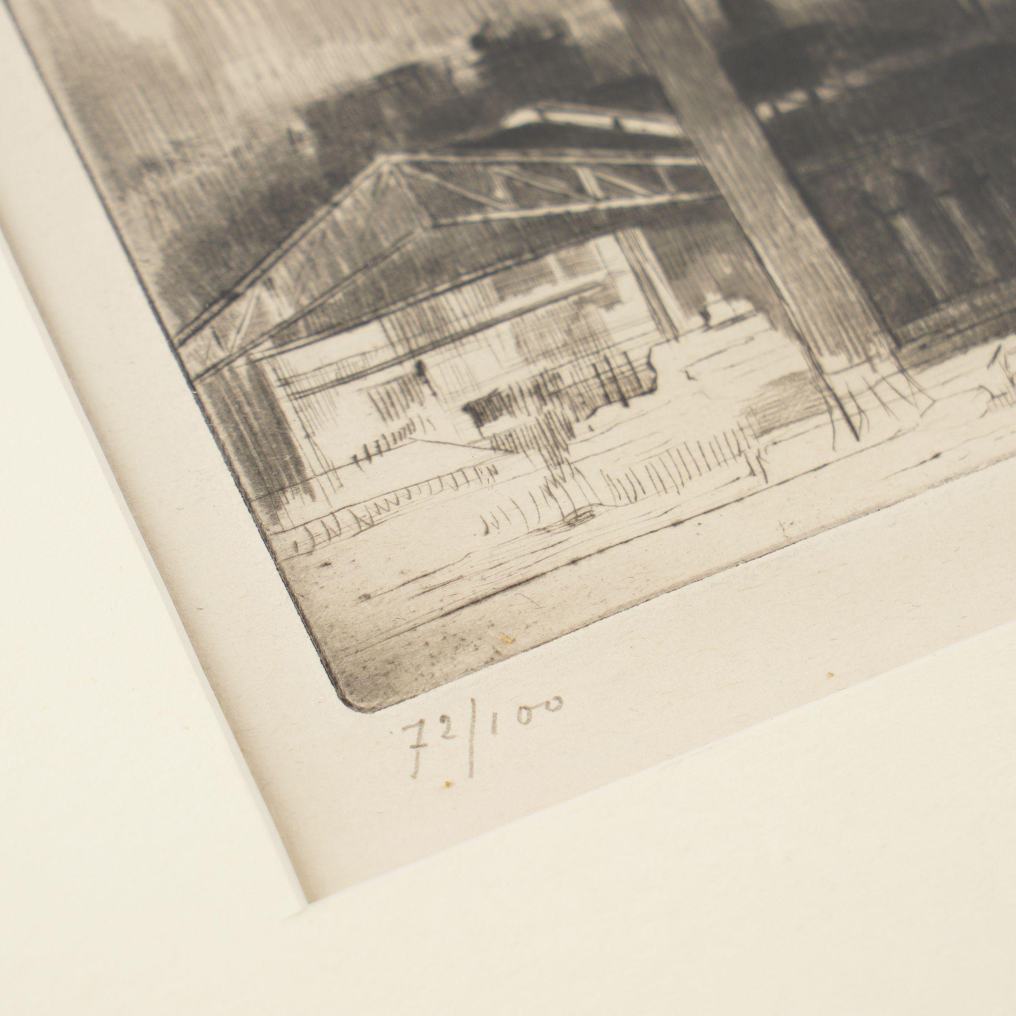 Aguafuerte de un paisaje industrial de Auguste Brouet, 1925 Francés en venta