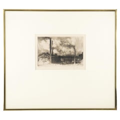 Gravure d'un paysage industriel d'Auguste Brouet, 1925
