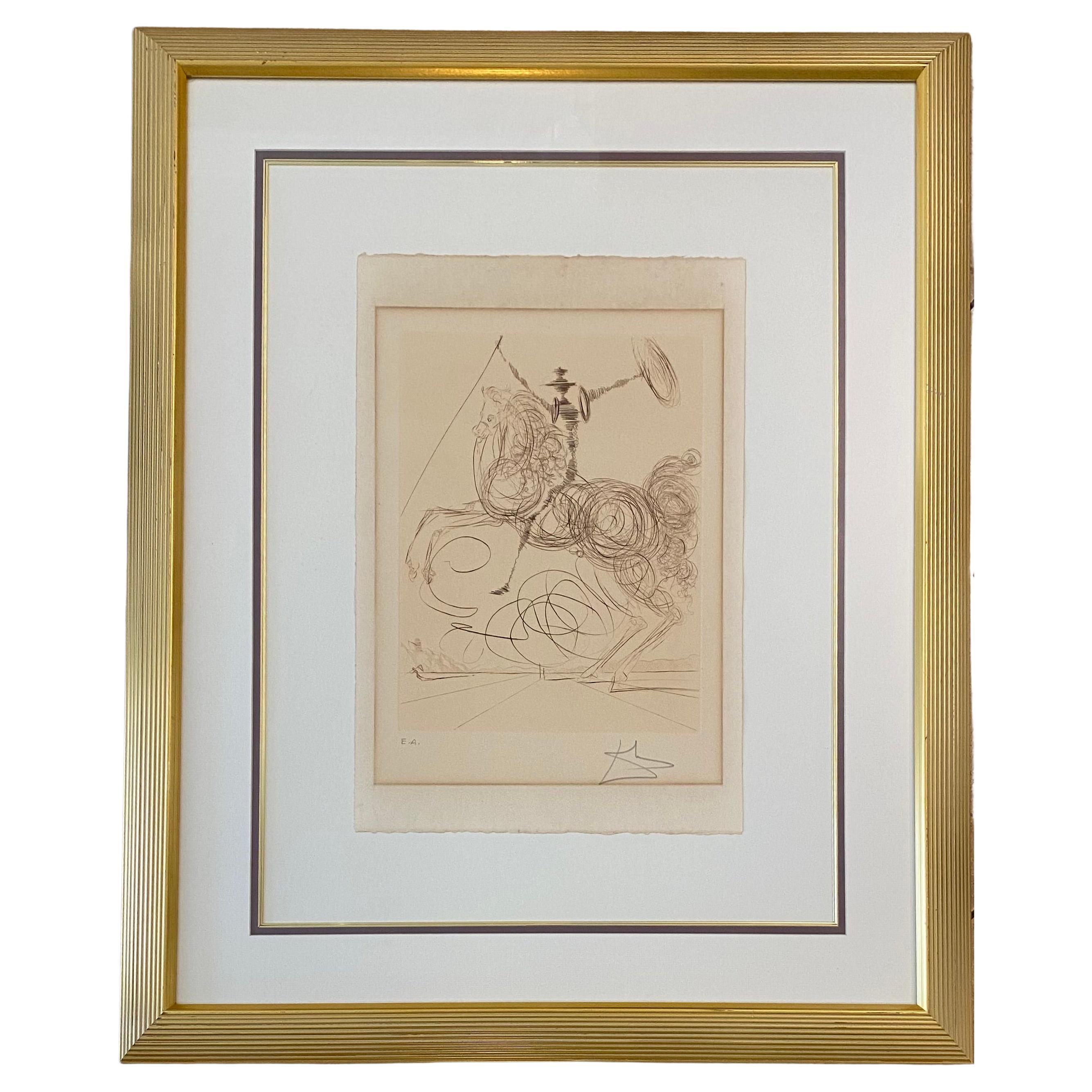 Etching of Salvador Dali's "Don Quichotte Horseman" Signed