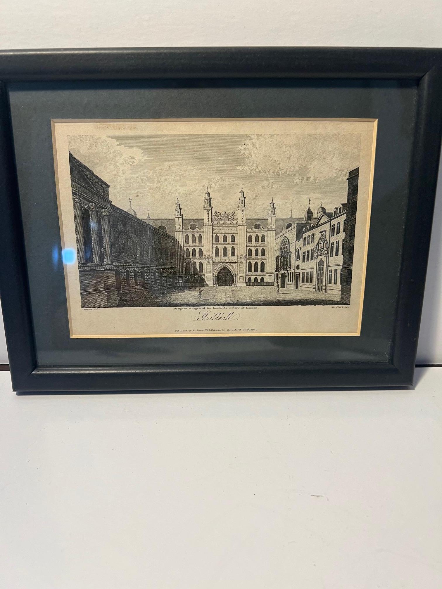 Etched Etching of the Guildhall London For Sale