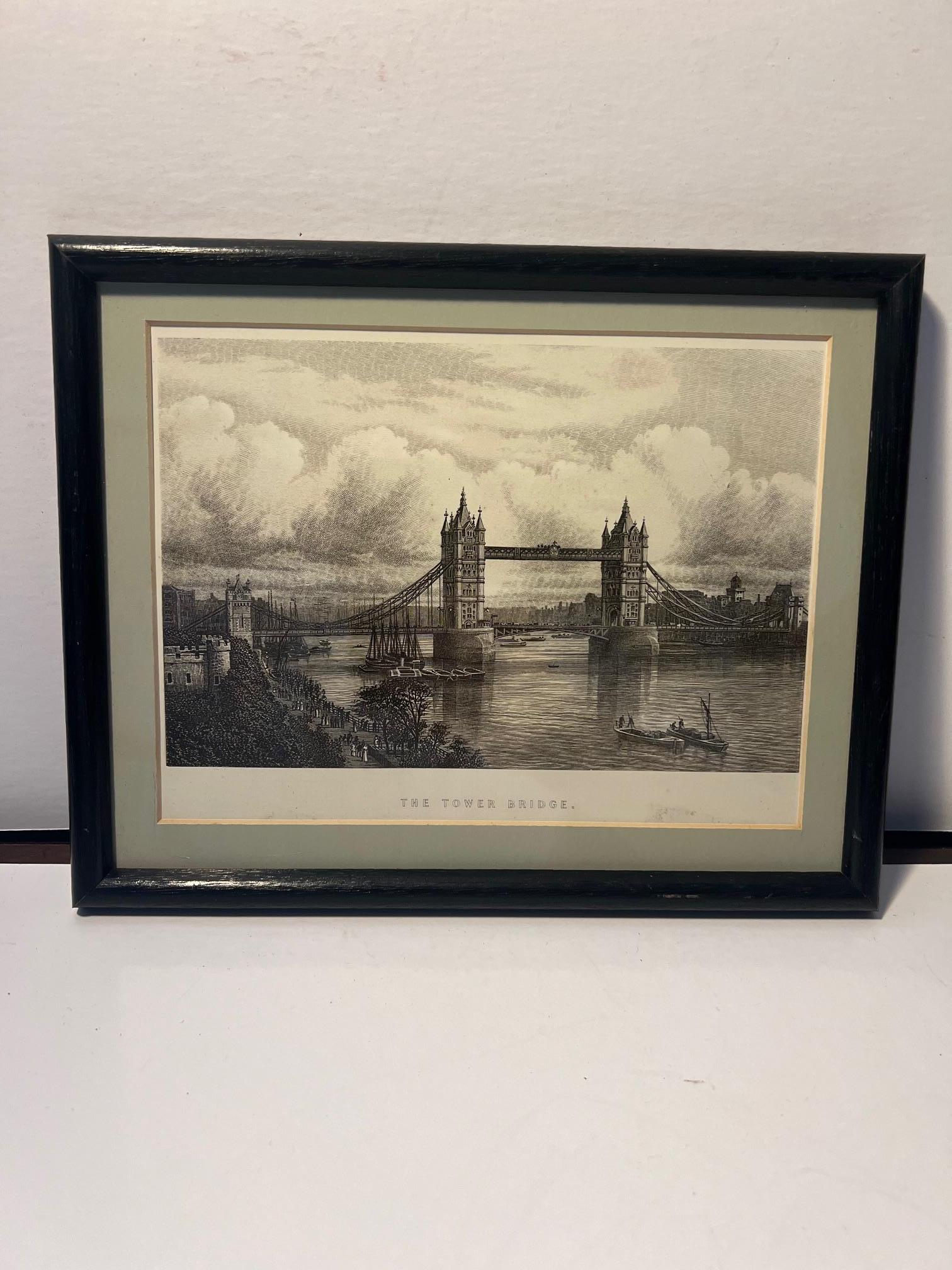 English Etching of tower Bridge For Sale