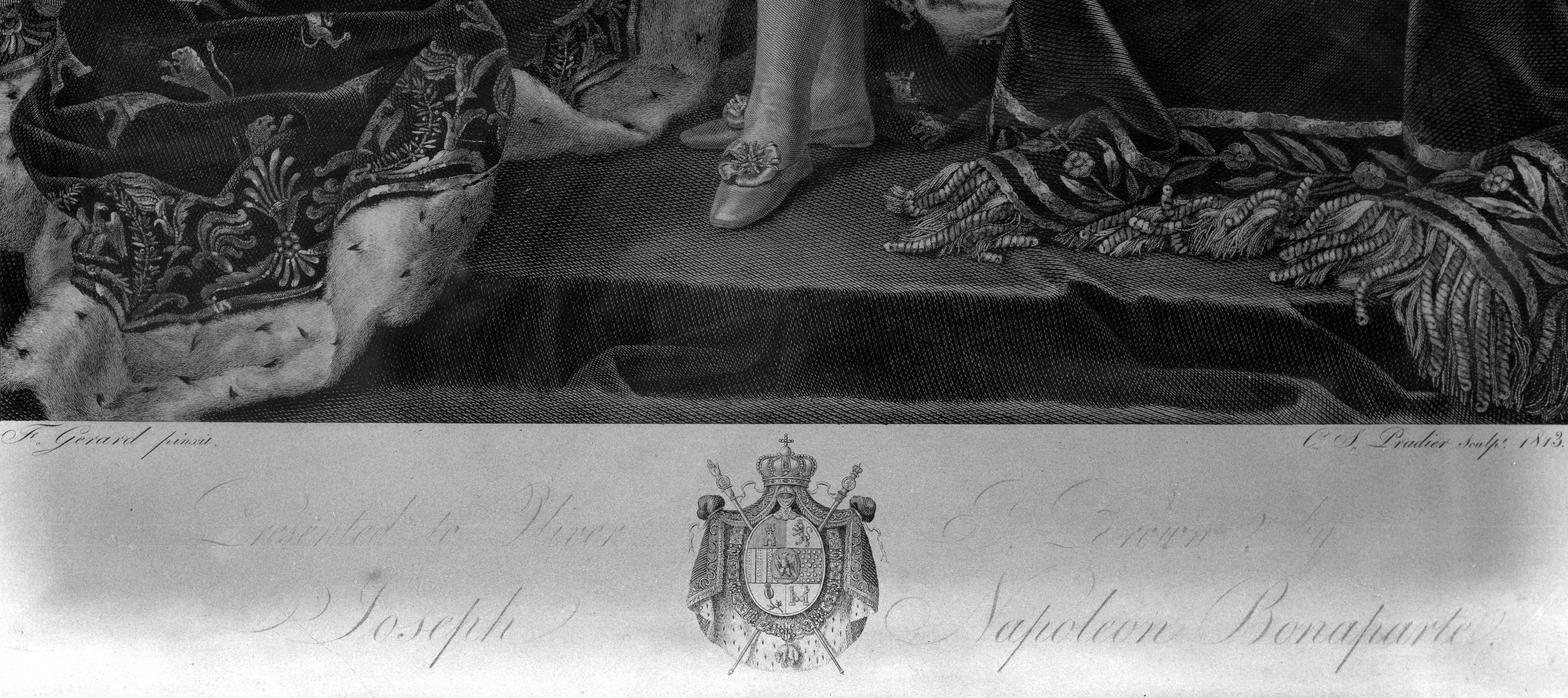 Portrait gravé à l'eau-forte de Joseph Napoléon avec cadre doré et signature autographe importante en vente 5