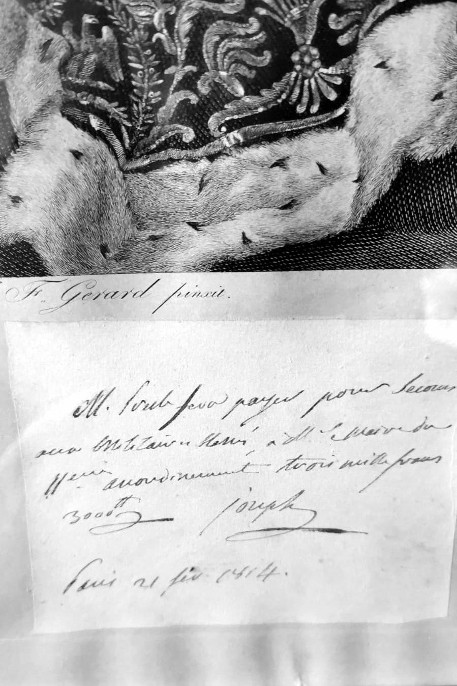 Portrait gravé à l'eau-forte de Joseph Napoléon avec cadre doré et signature autographe importante en vente 8