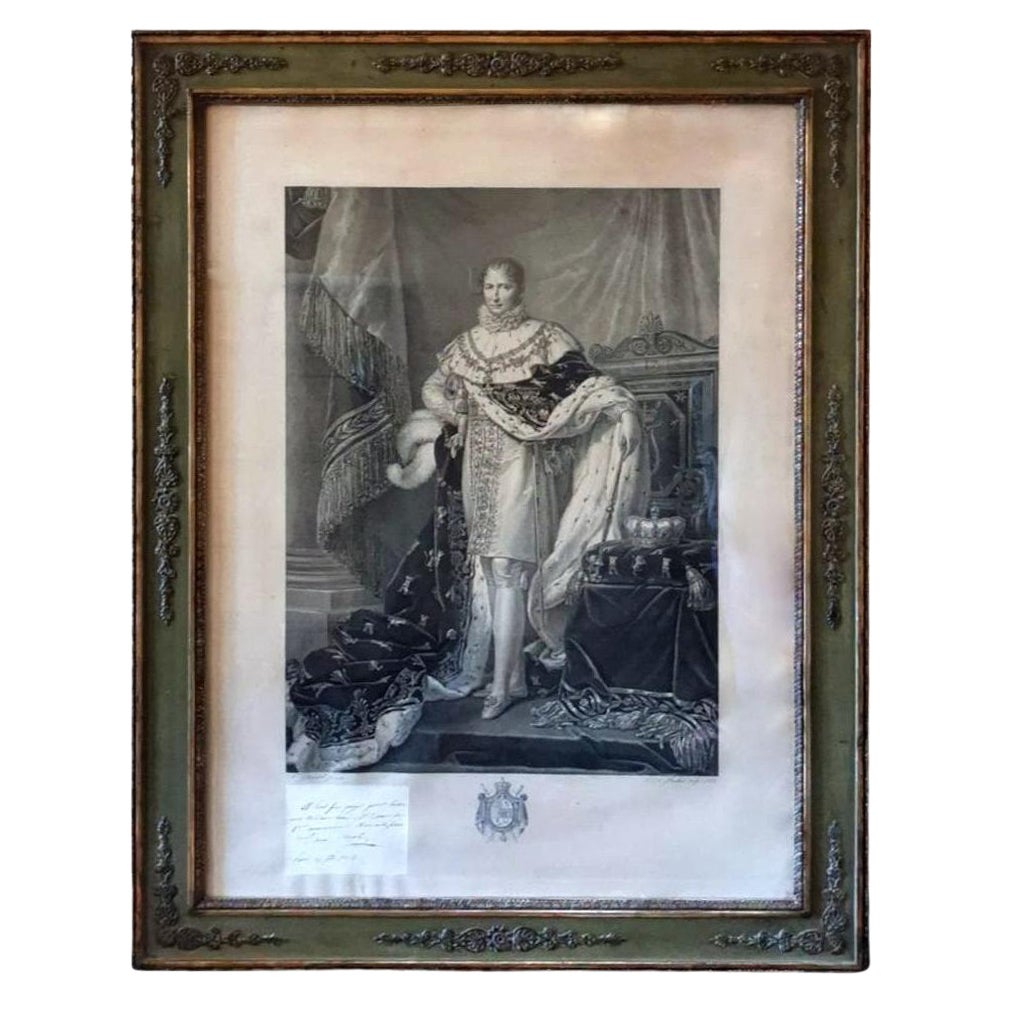 Etching Portrait of Joseph Napoleon Gold Frame and Important Autograph Signature