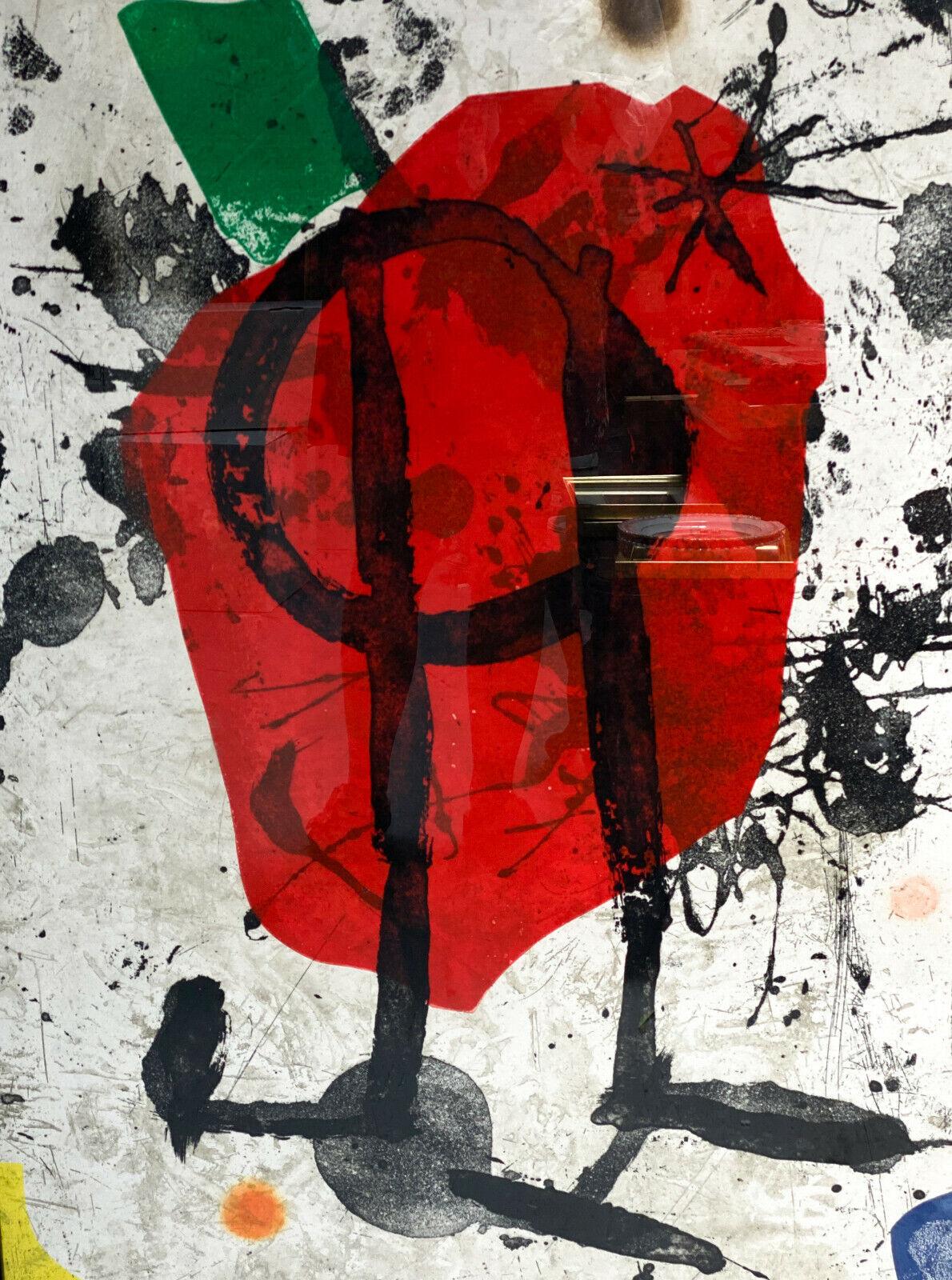 Gravure imprimée en couleurs par Joan Miro, intitulée Els Gossos IX, 1893-1983

Eau-forte imprimée en couleurs par Joan Miro, intitulée Els Gossos IX (Dupin 1105) d'une édition limitée numérotée de 30, sur papier vélin arches et publiée par Maeght,