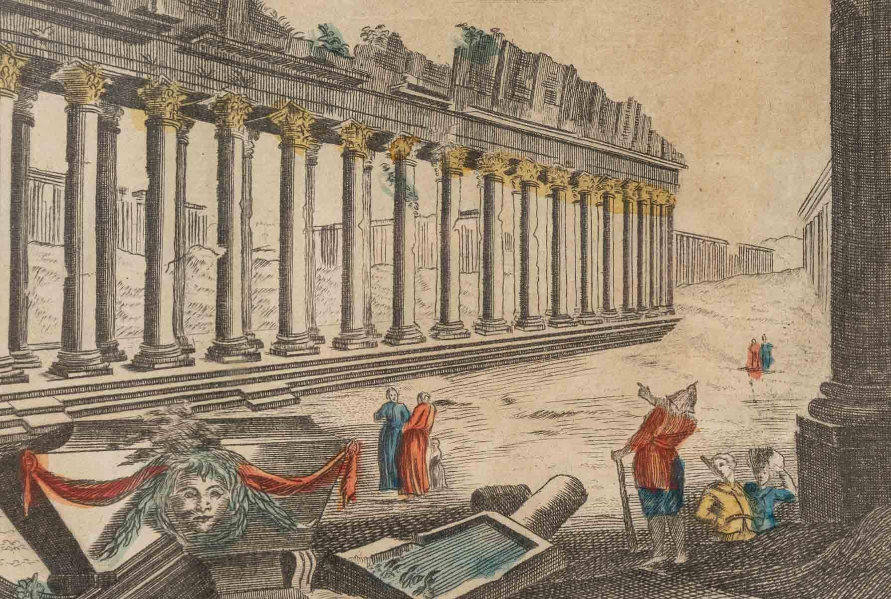 Radierung-Aquarell-Aquarell - Die Ruinen von Carthage Remains des Tempels des Mars - 18. Jahrhunderts (Sonstiges) im Angebot