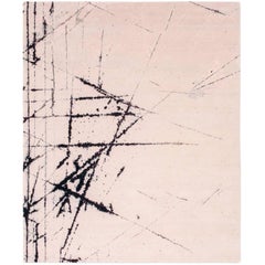 'Etchings_Mauve', Hand-Knotted Contemporary, Abstract Wool and Silk Tibetan Rug