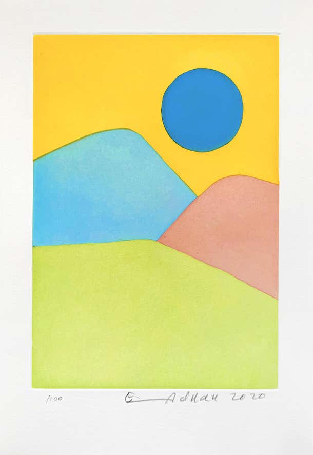 Etel Adnan L' Apocalypse Arabe Etching, Print, Colourful by Etel
