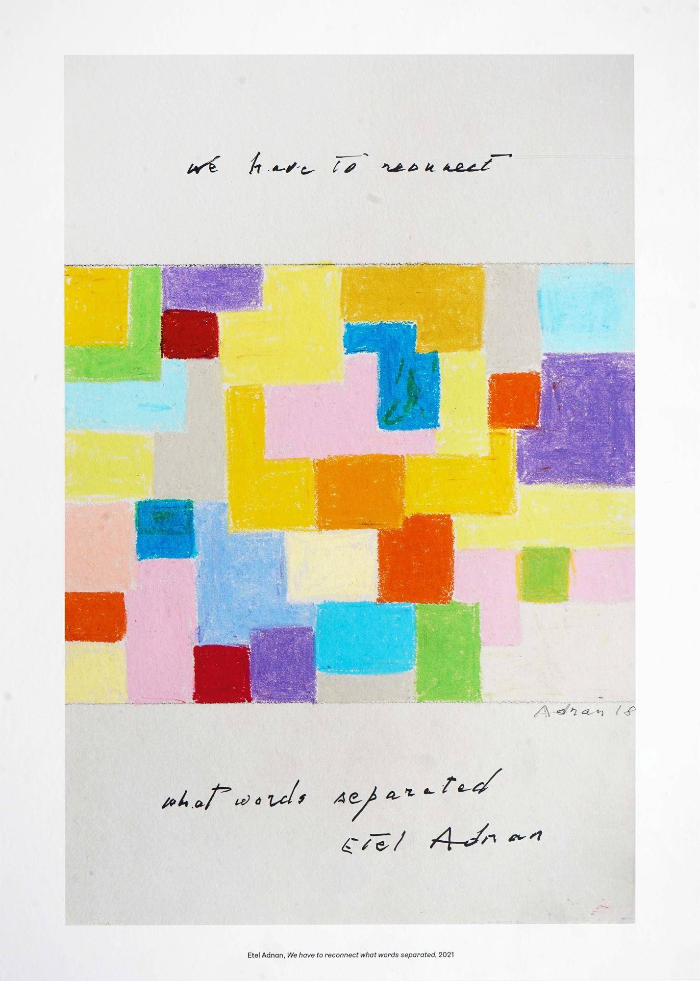 Etel Adnan Abstract Print - We have to reconnect what words separated