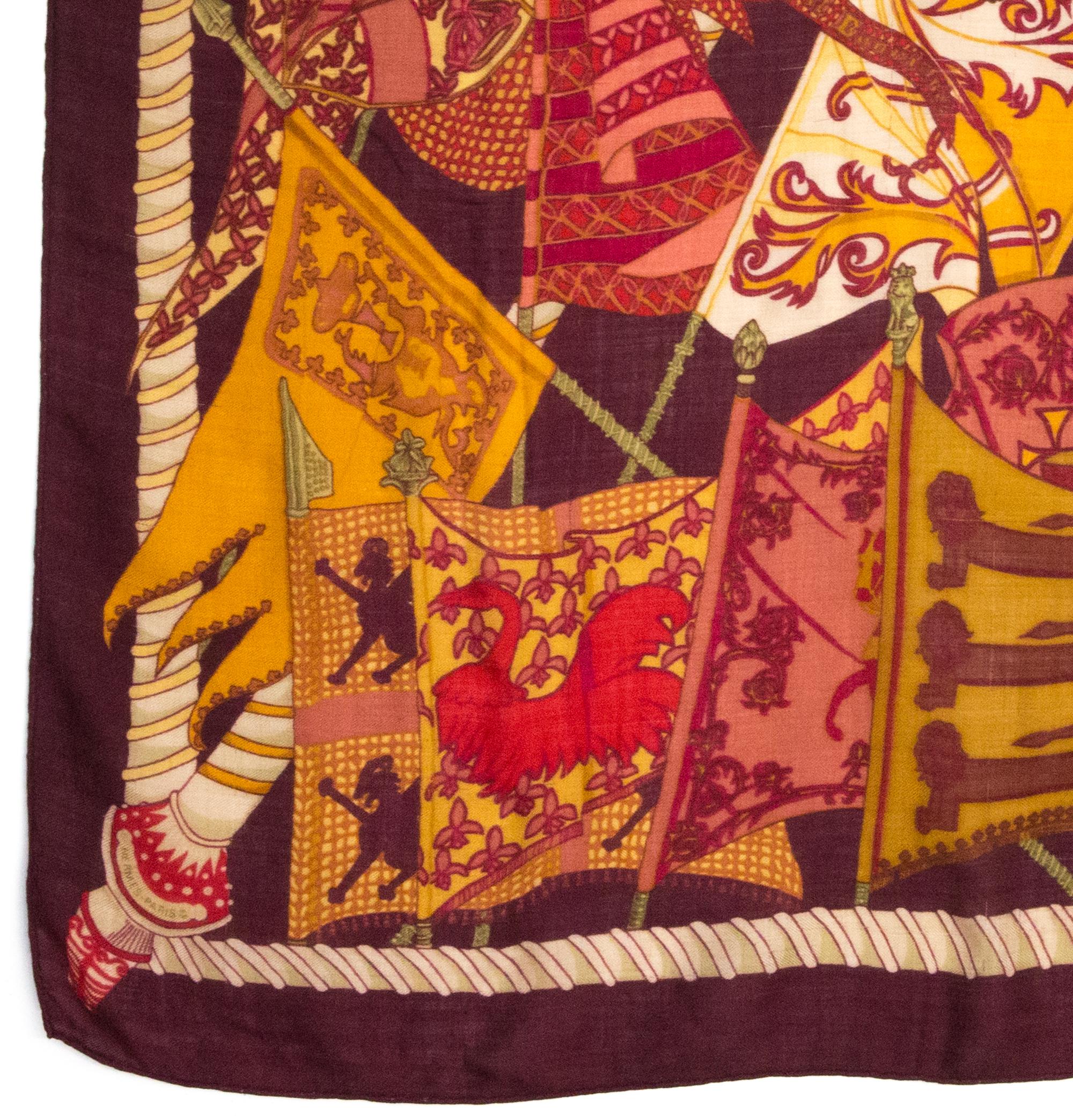 Women's or Men's Etendards et Bannieres by Annie Faivre Hermes Cashmere Scarf For Sale