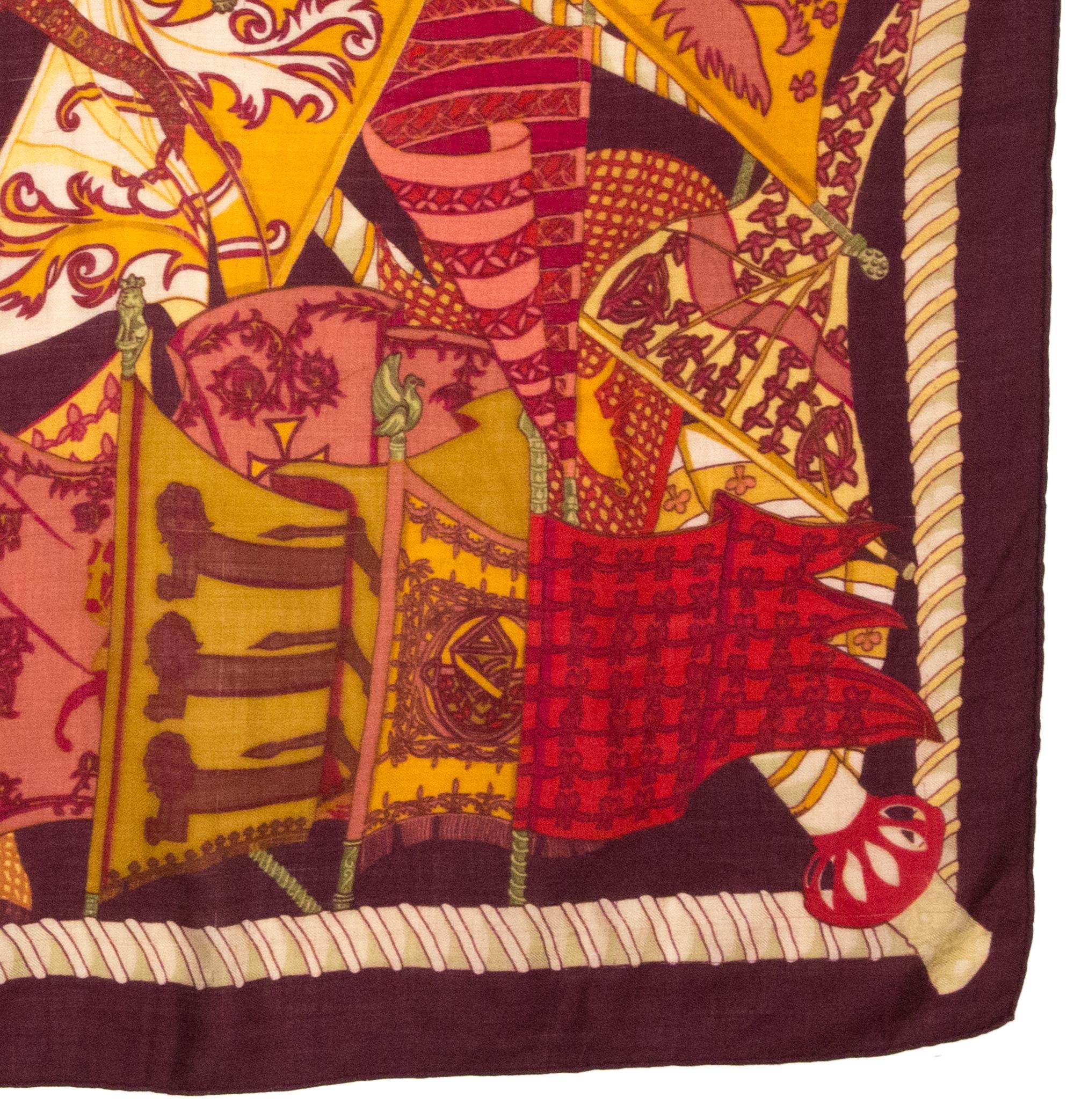 Etendards et Bannieres by Annie Faivre Hermes Cashmere Scarf For Sale 1