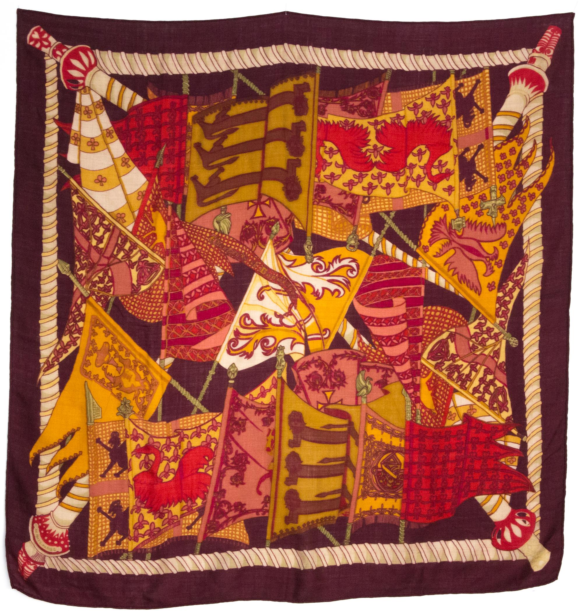 Etendards et Bannieres by Annie Faivre Hermes Cashmere Scarf For Sale 2