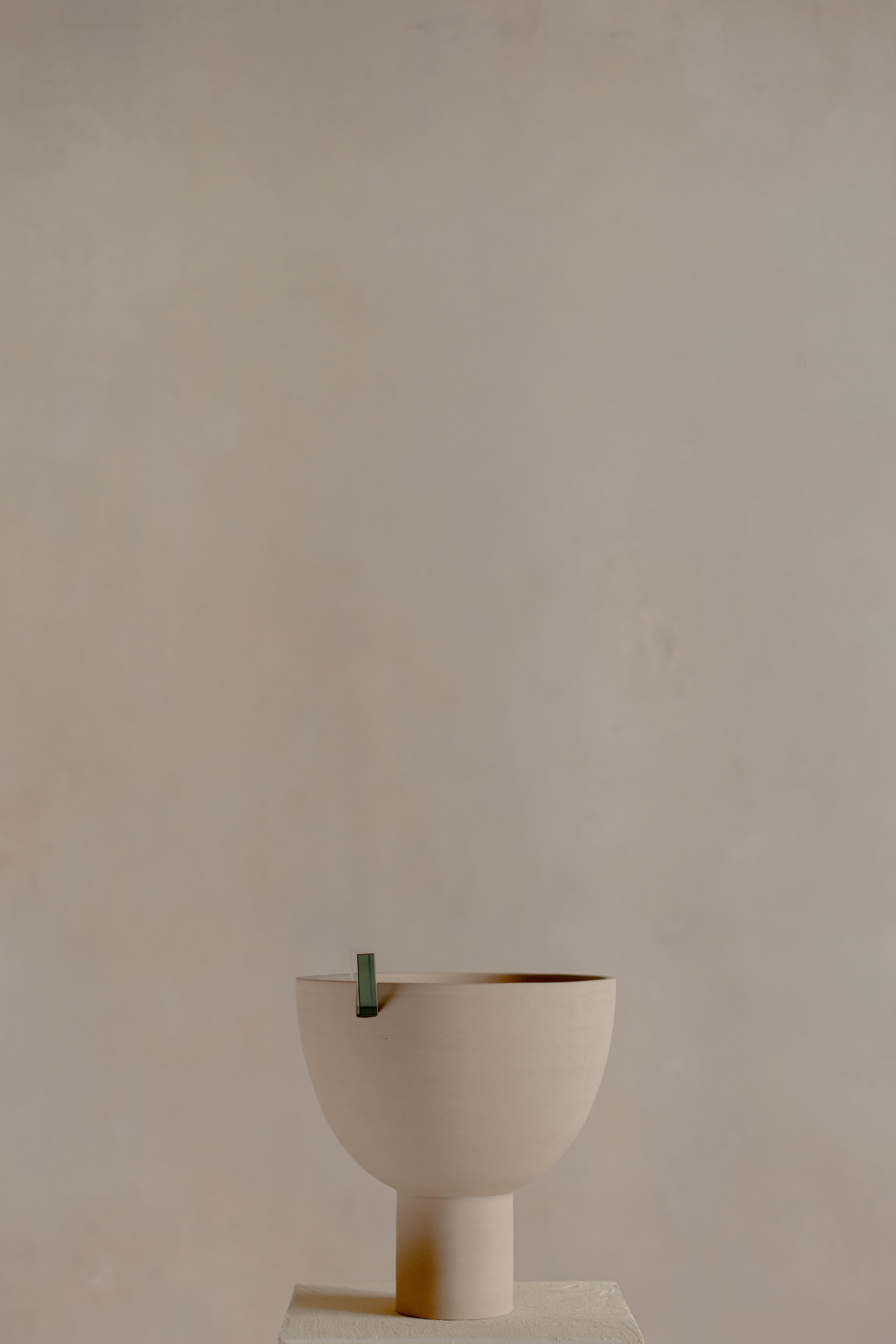 Brutalist ETER Collectible Object . Hender 2L . Handmade Clay & Czech Glass piece. Limited For Sale