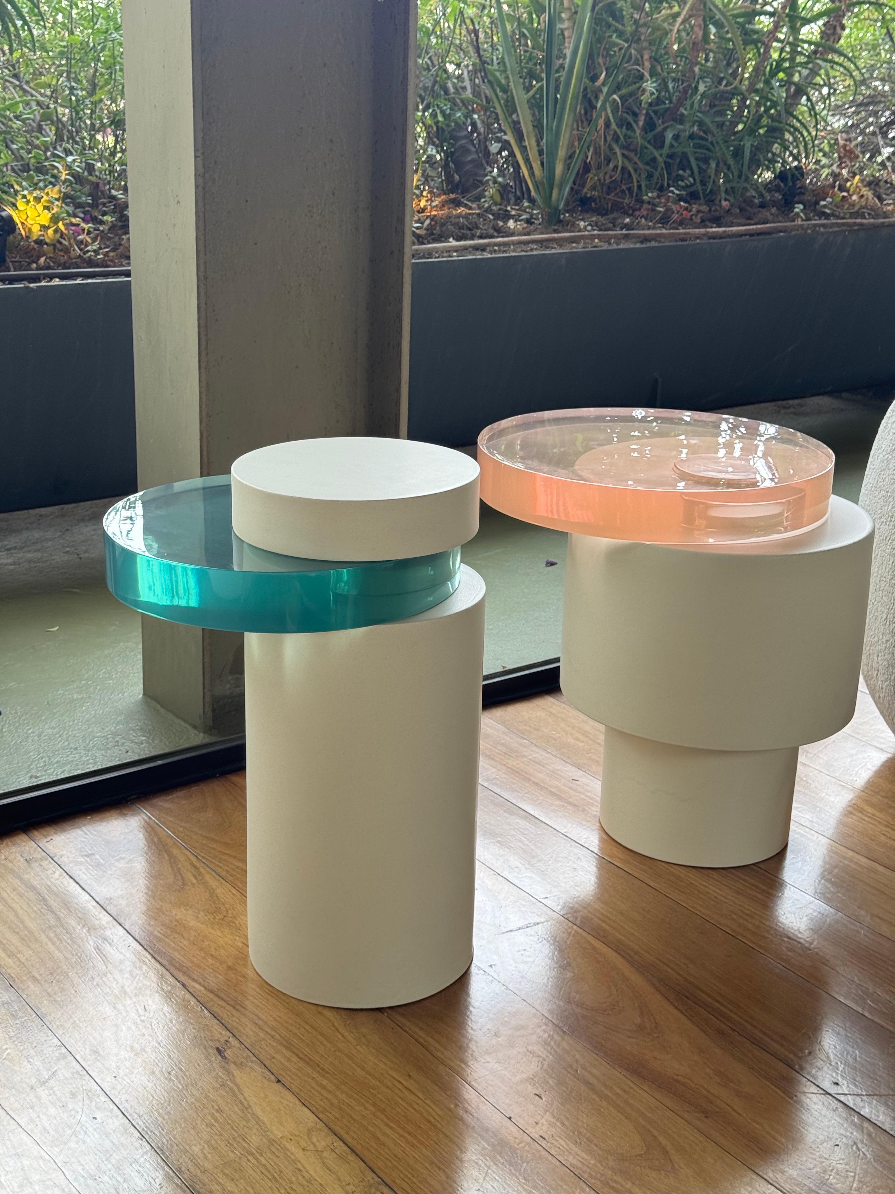 Brutalist Clay & Resin Round Side Table  ÉTER Furniture, FACIES 04B For Sale 2