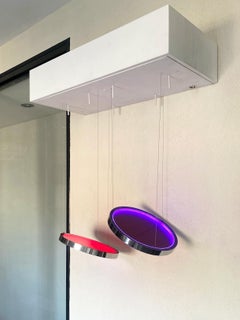 Éter Mini Lighting Sculpture Pendant by Paul Sende LED-Illuminated Acrylic Discs