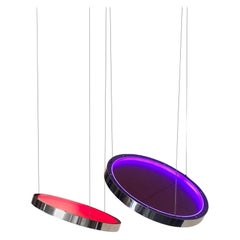 Éter Mini Lighting Sculpture Pendant by Paul Sende LED-Illuminated Acrylic Discs