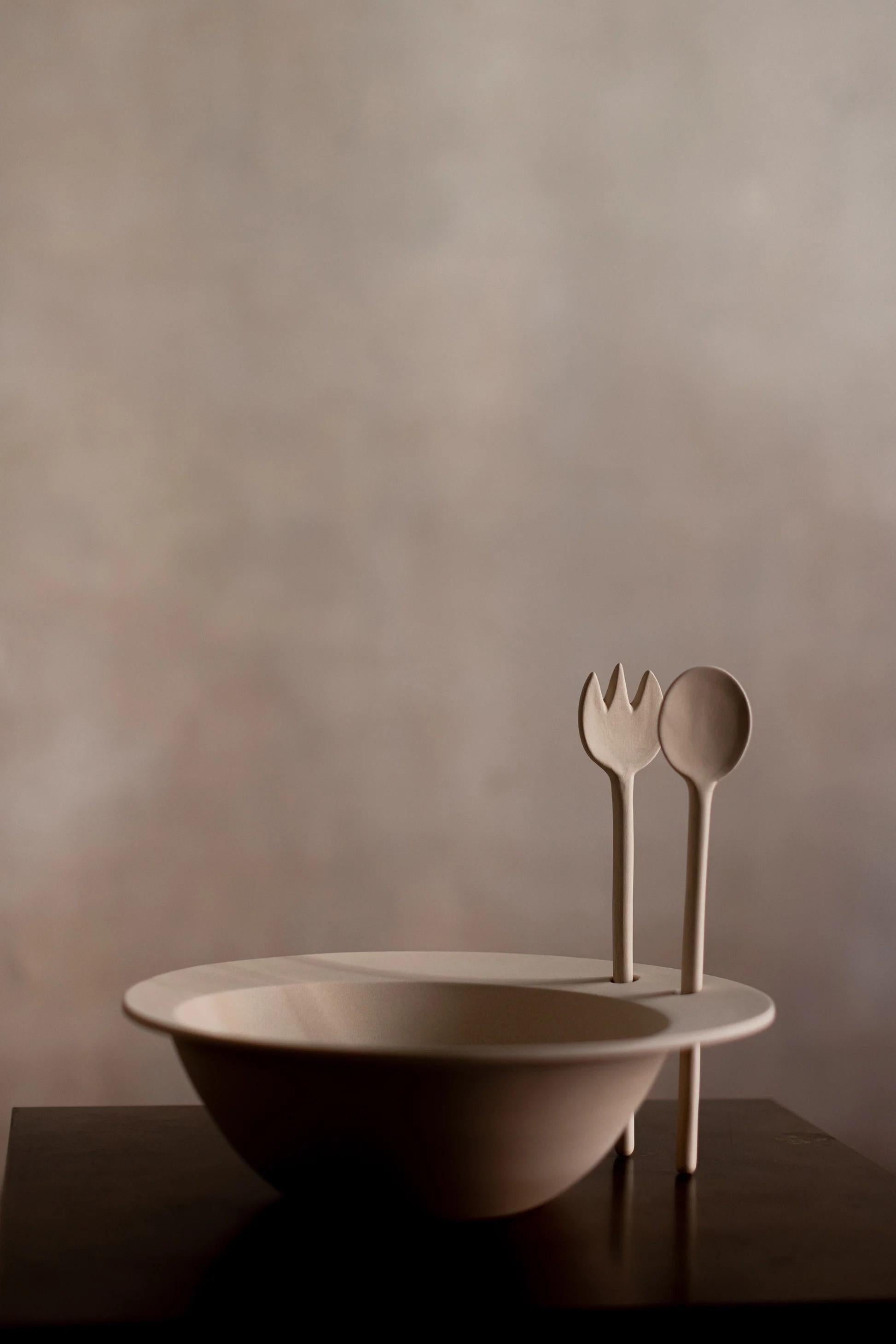 Brutalisme ETER SERVE-WARE - Set de cuillères de service - EUCLID COLLECTION . Argile faite à la main en vente