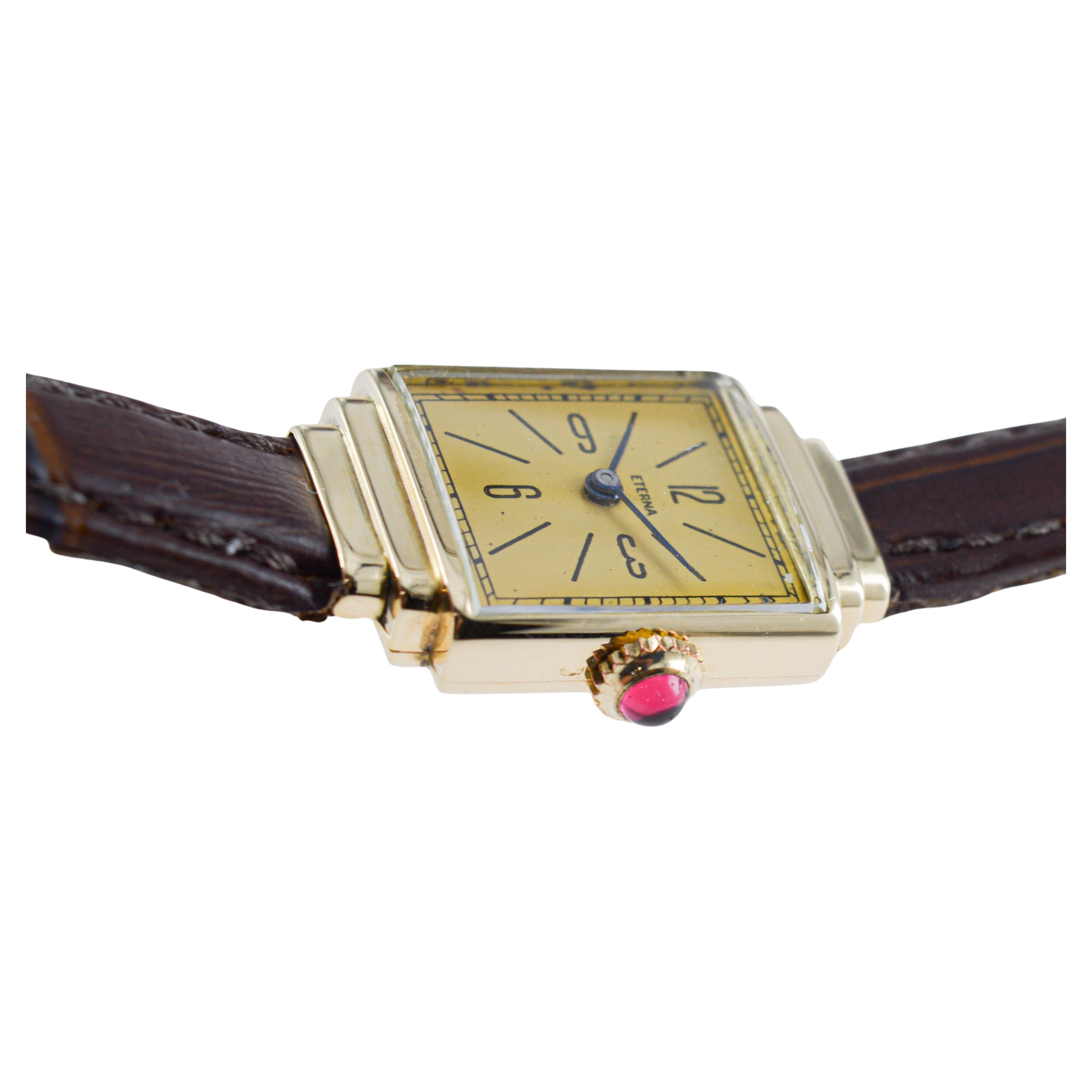 Eterna 14Kt Solid Gold Ladies Art Deco Watch 1940's For Sale 8
