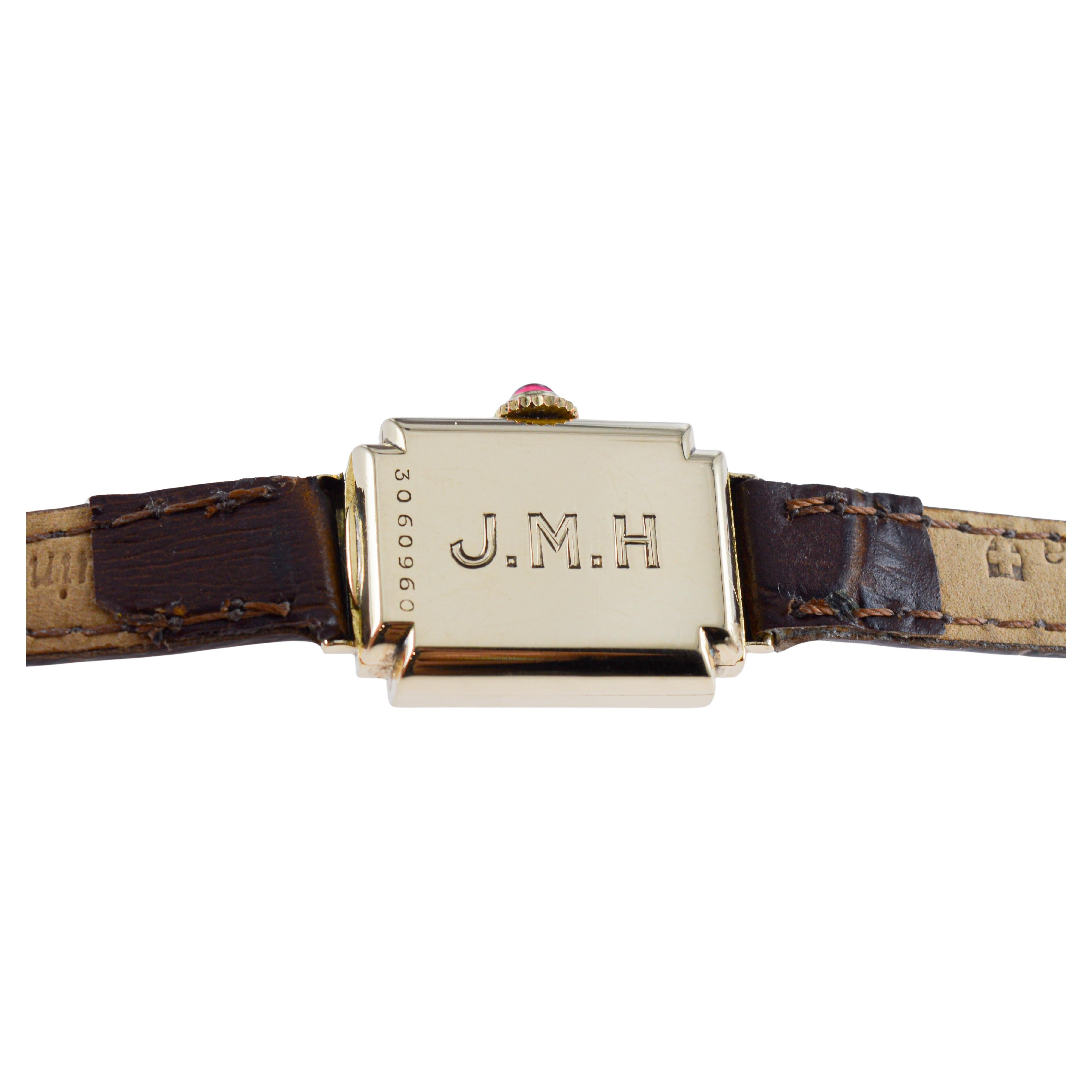 Eterna 14Kt Solid Gold Ladies Art Deco Watch 1940's For Sale 9