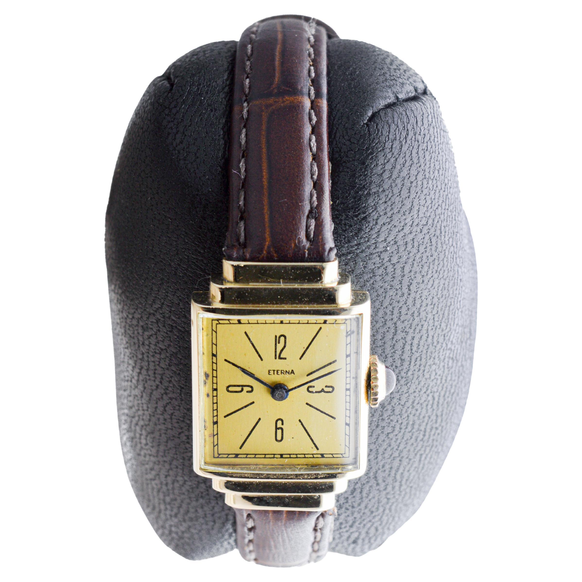 Eterna 14Kt Solid Gold Ladies Art Deco Watch 1940's For Sale 1