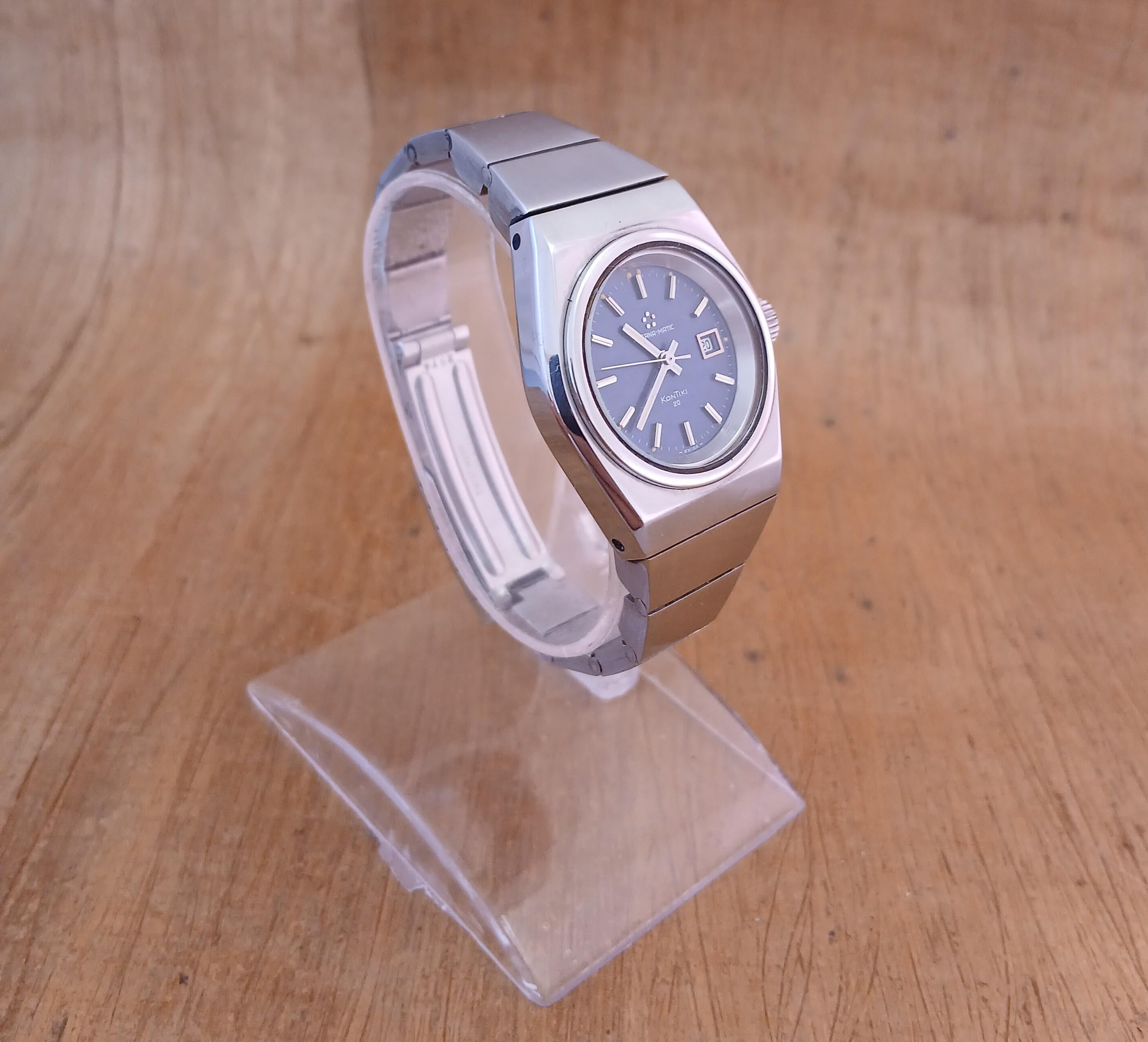 Eterna Eterna-Matic Kontiki 20 Rare Blue Shimmer Dial Steel Damenuhr im Angebot 5