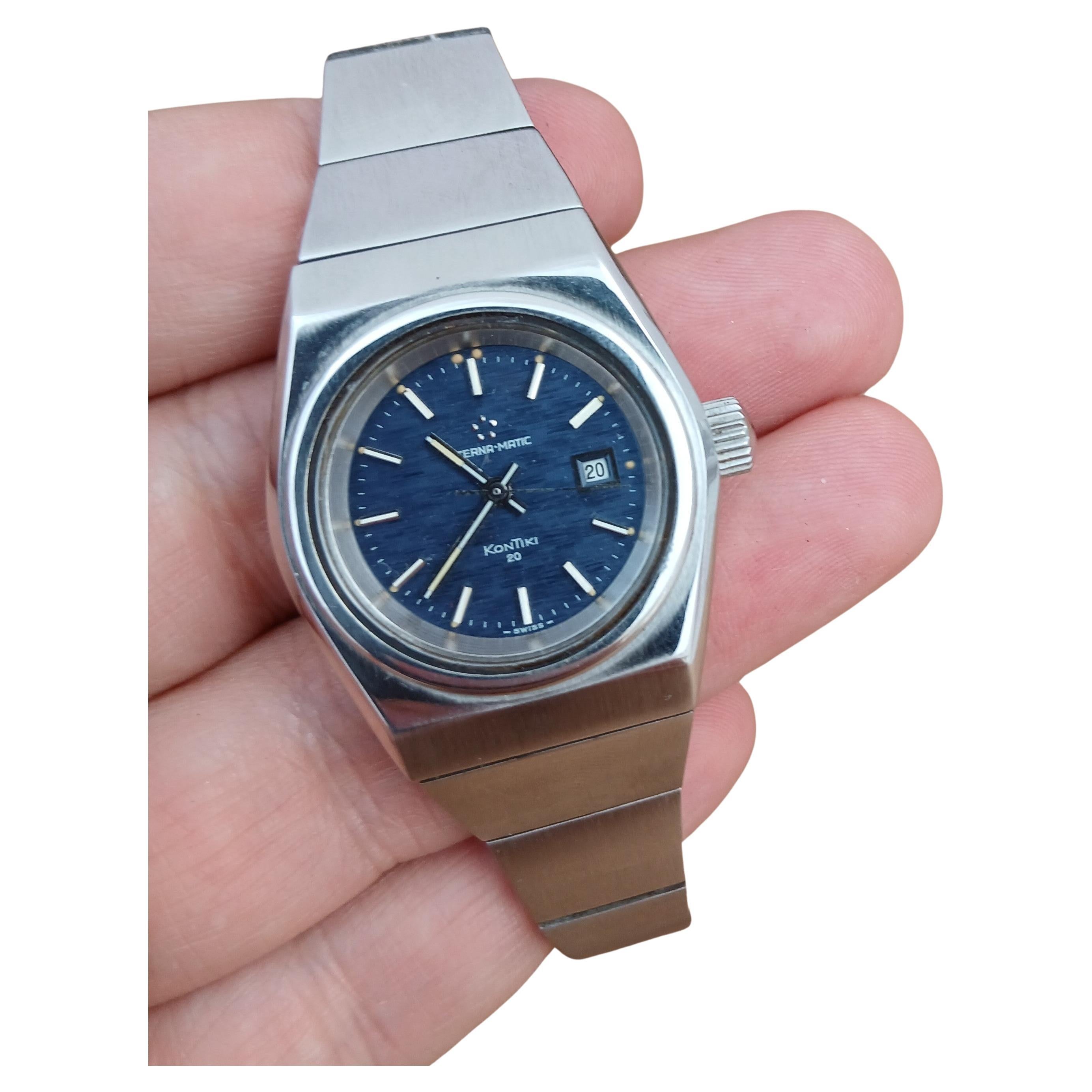 Eterna Eterna-Matic Kontiki 20 Rare Blue Shimmer Dial Steel Damenuhr im Angebot