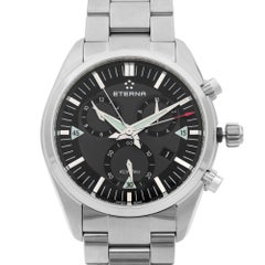 Eterna KonTiki Chronograph Steel Black Grey Quartz Mens Watch 1250.41.41.0217