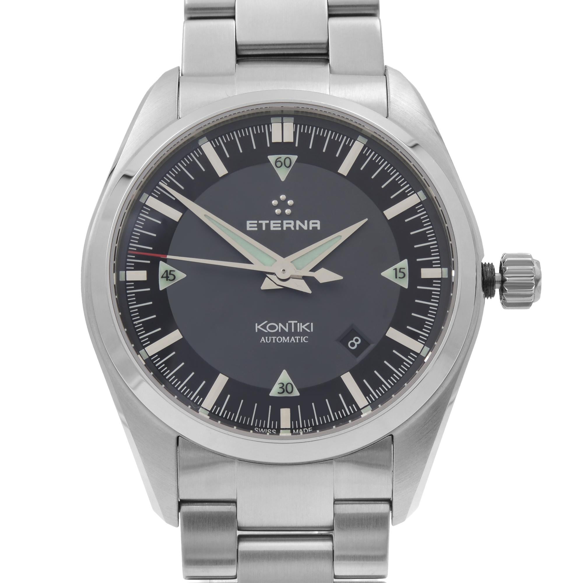 This display model Eterna   is a beautiful  timepiece that is powered by mechanical (automatic) movement which is cased in a stainless steel case. 
Details:
Model Number
1222.41.41.0217
Brand
Eterna
Department
Men
Style
Classic
Model
Eterna